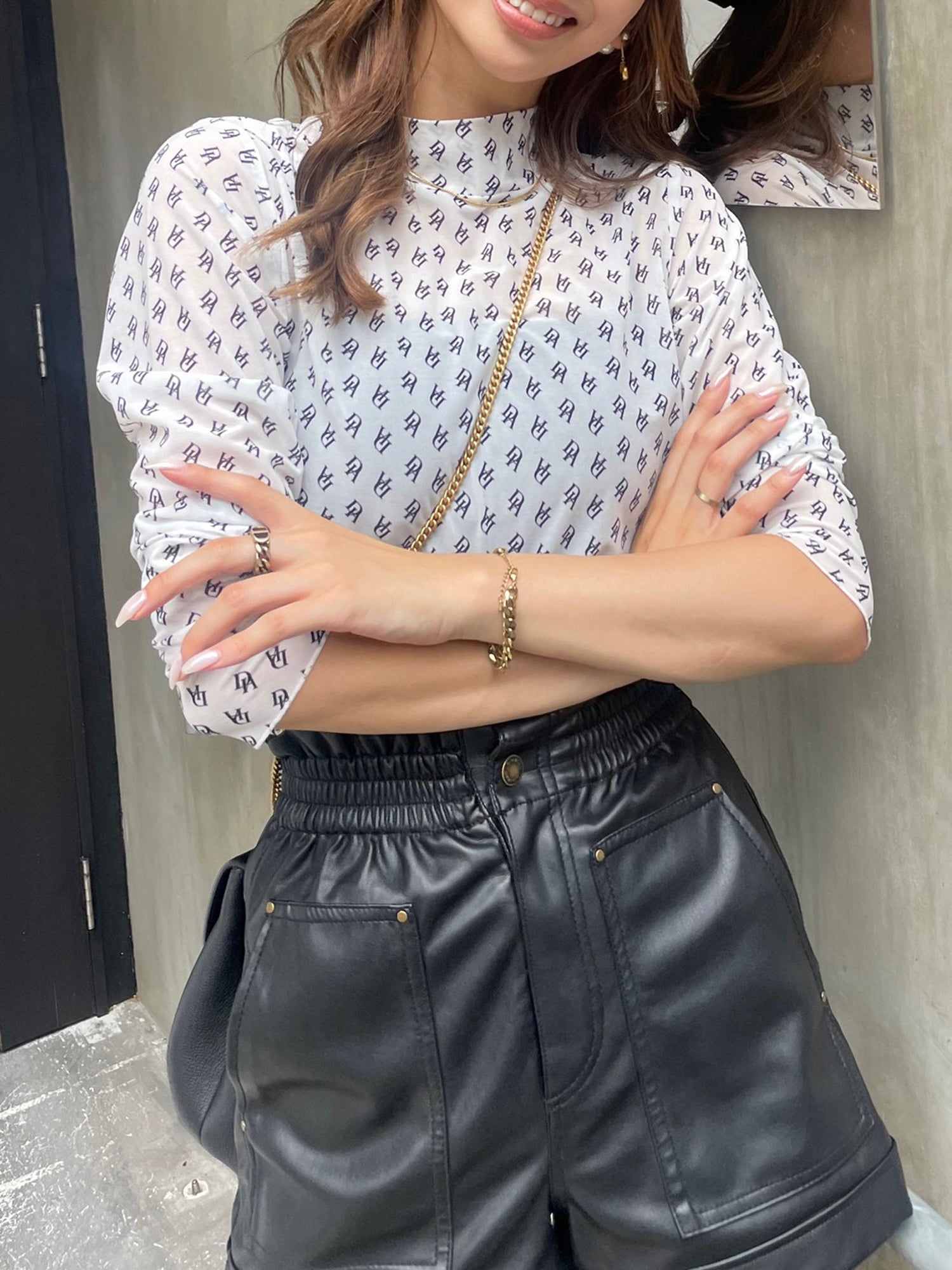 Monogram sheer tops