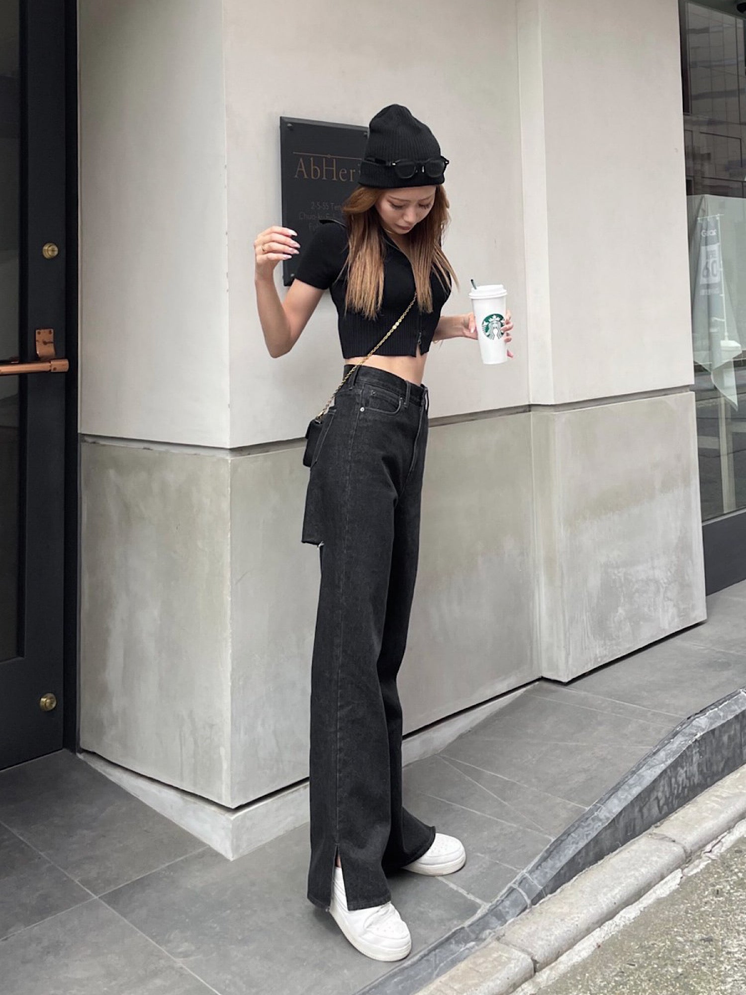 Double zip half sleeve tops