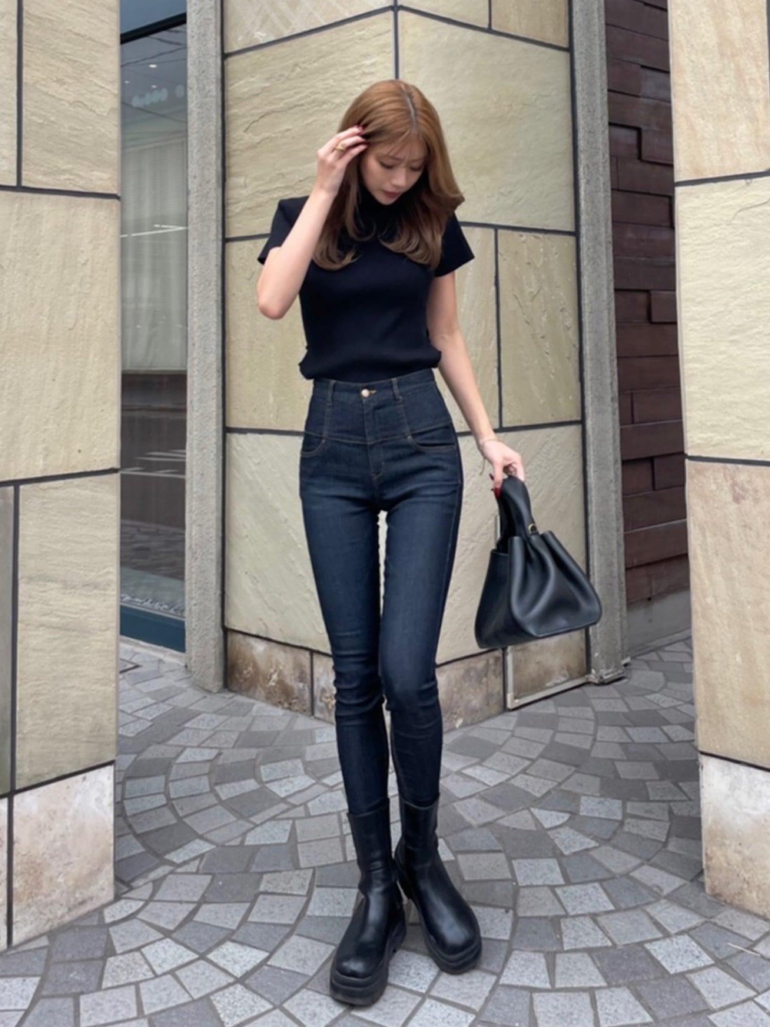 【予約】High waist skinny denim(I/BLU M 8月上旬発送予定)