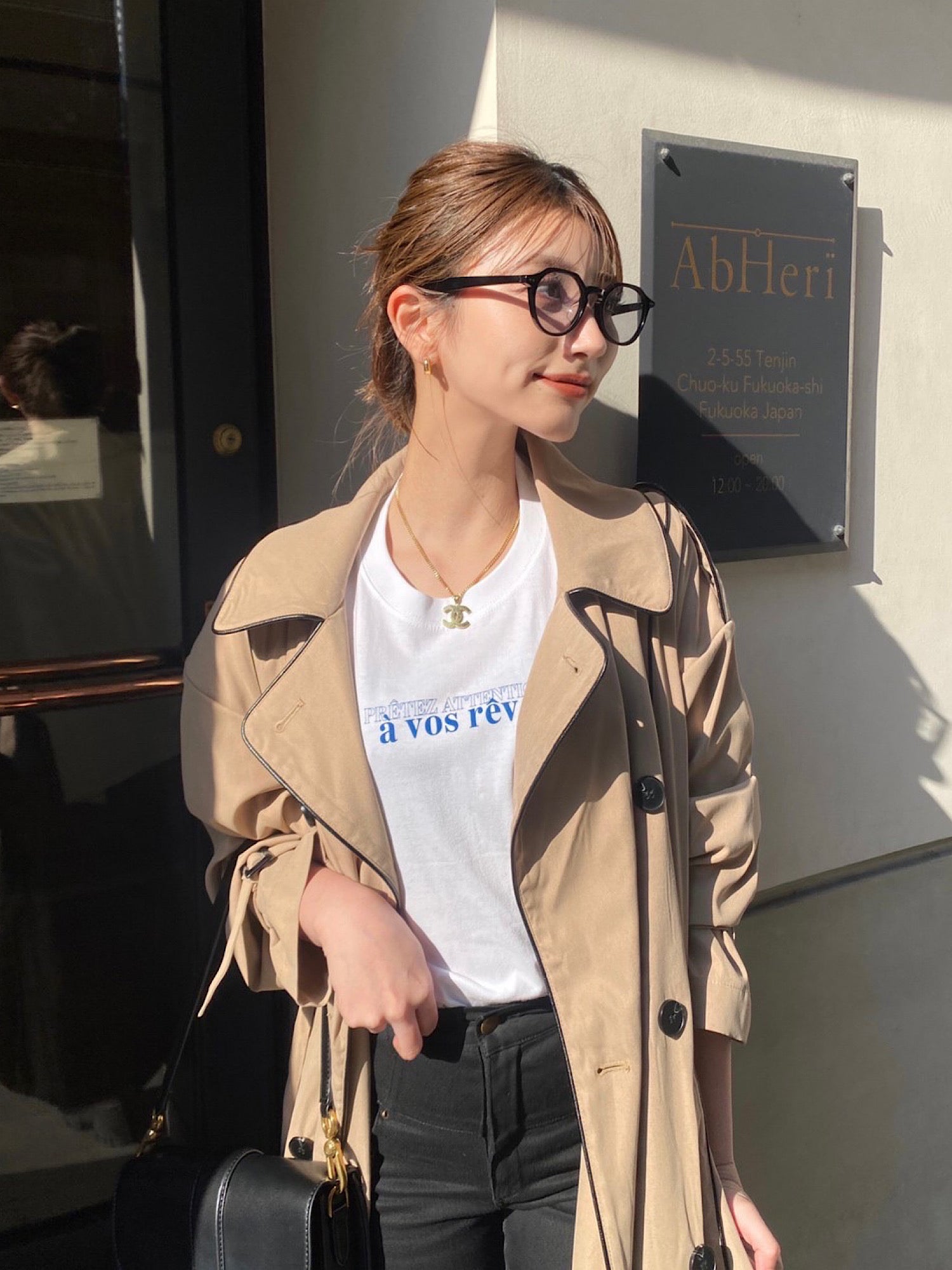 Leather piping trench coat