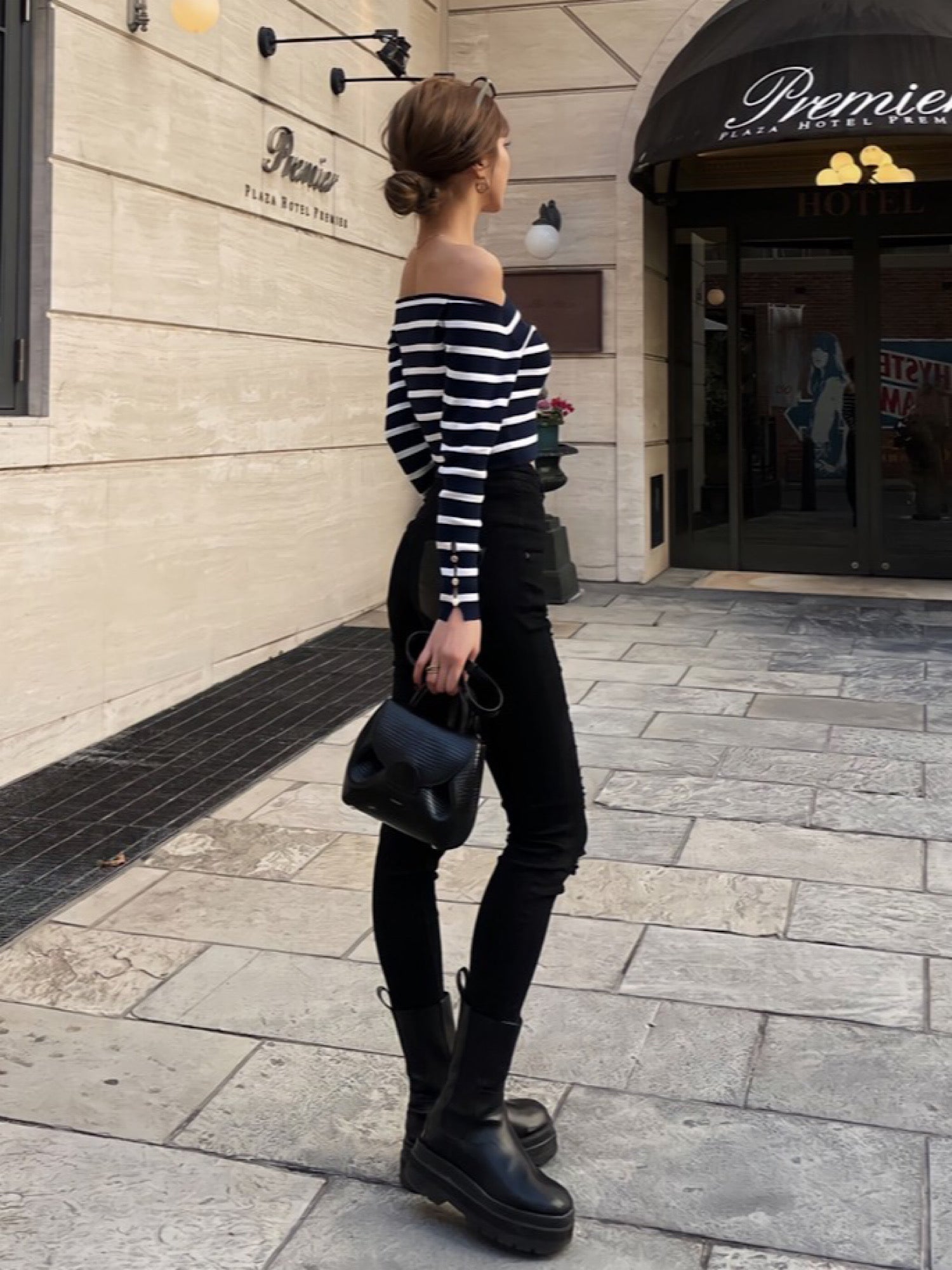 High waist crash skinny denim