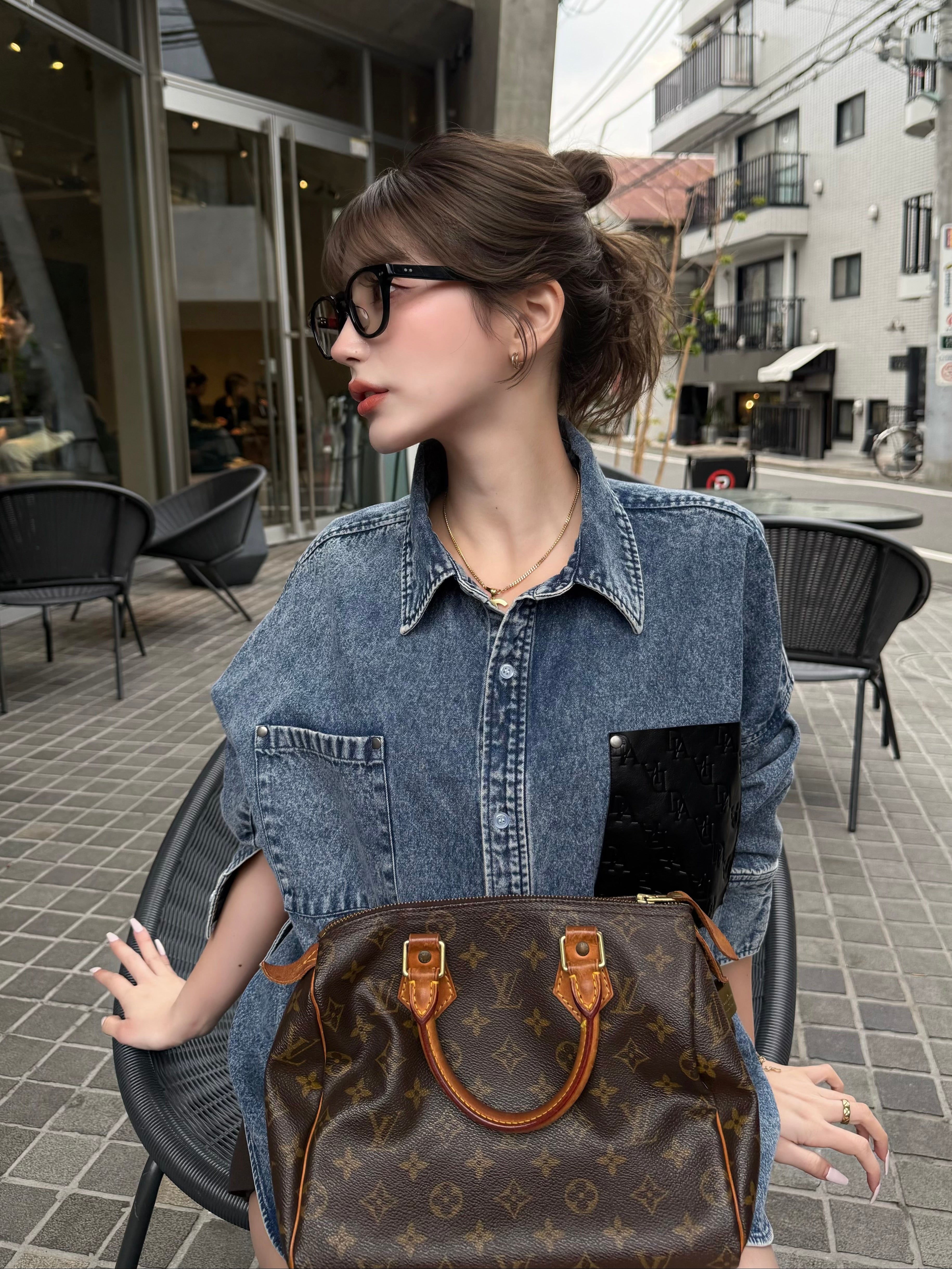 Leather pocket denim loose shirts | DIANTÉ (ディアンテ)公式通販サイト