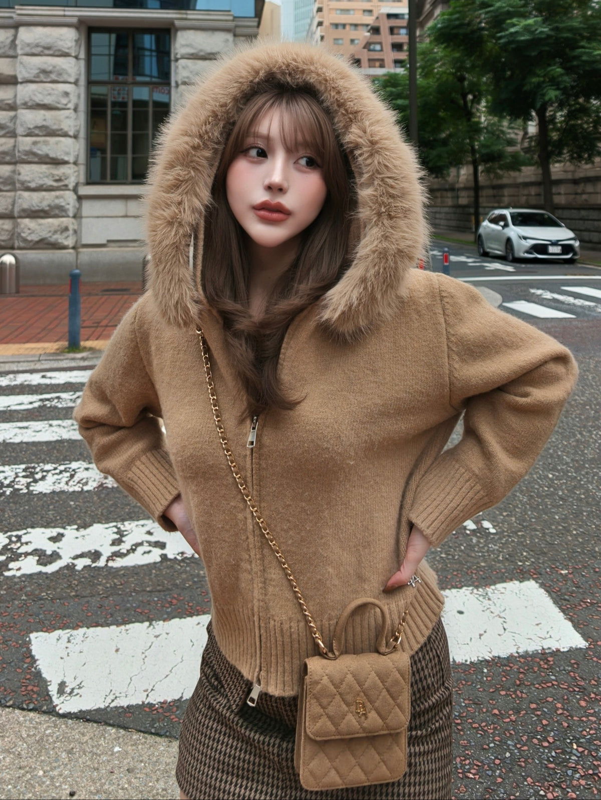 【予約】Volume fur ZIPUP knit hoodie(11月上旬発送予定)