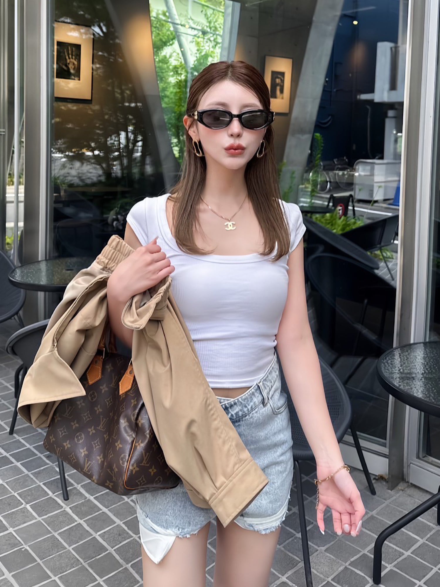 Waist design denim shorts