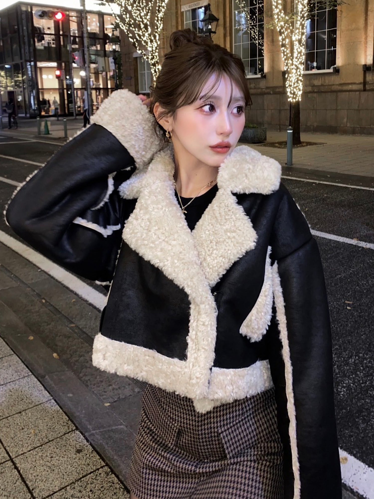 Cropped boa mouton jacket