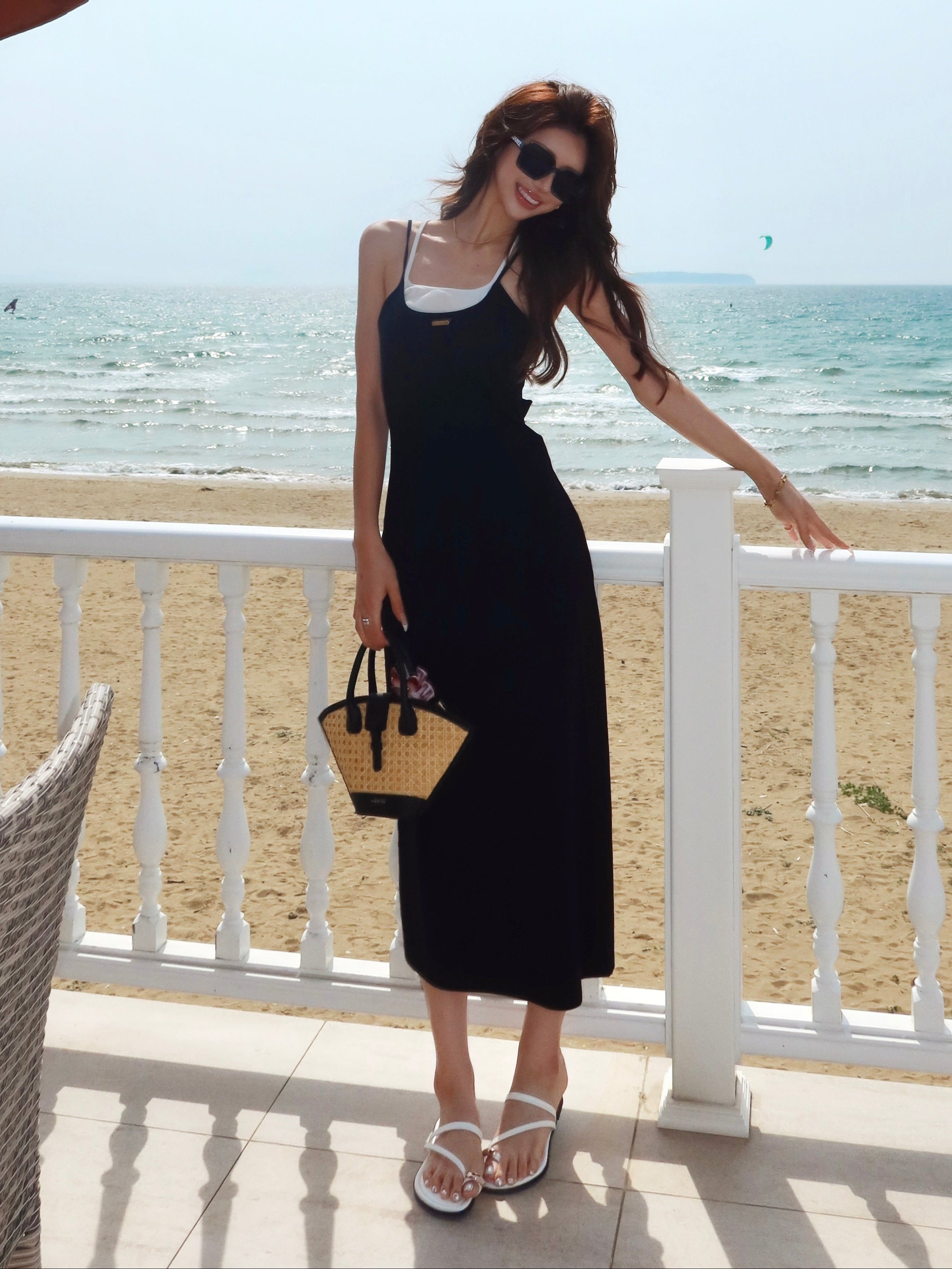 Layered camisole maxi dress with inner bra | DIANTÉ (ディアンテ