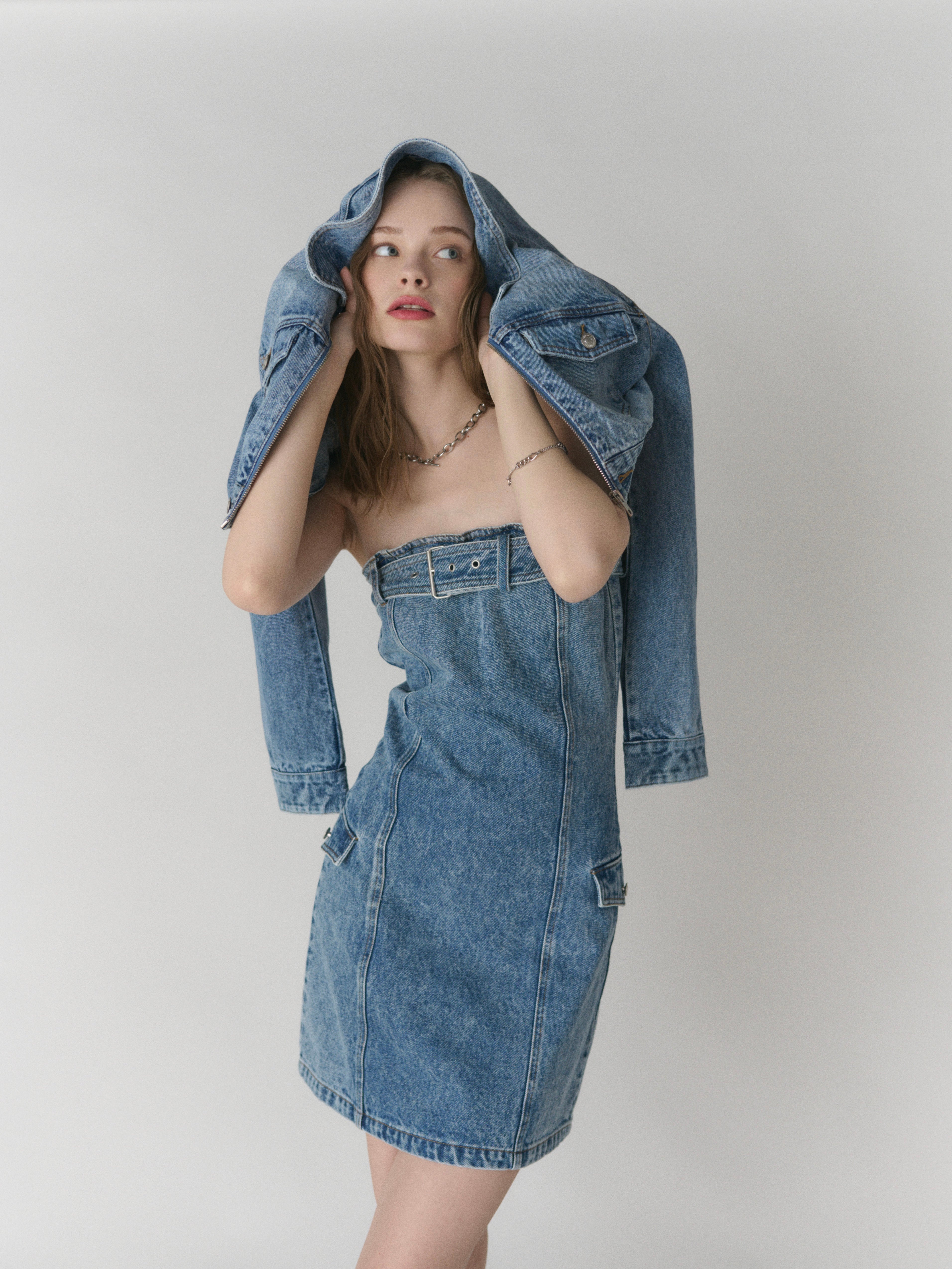 Fade denim zip up jacket