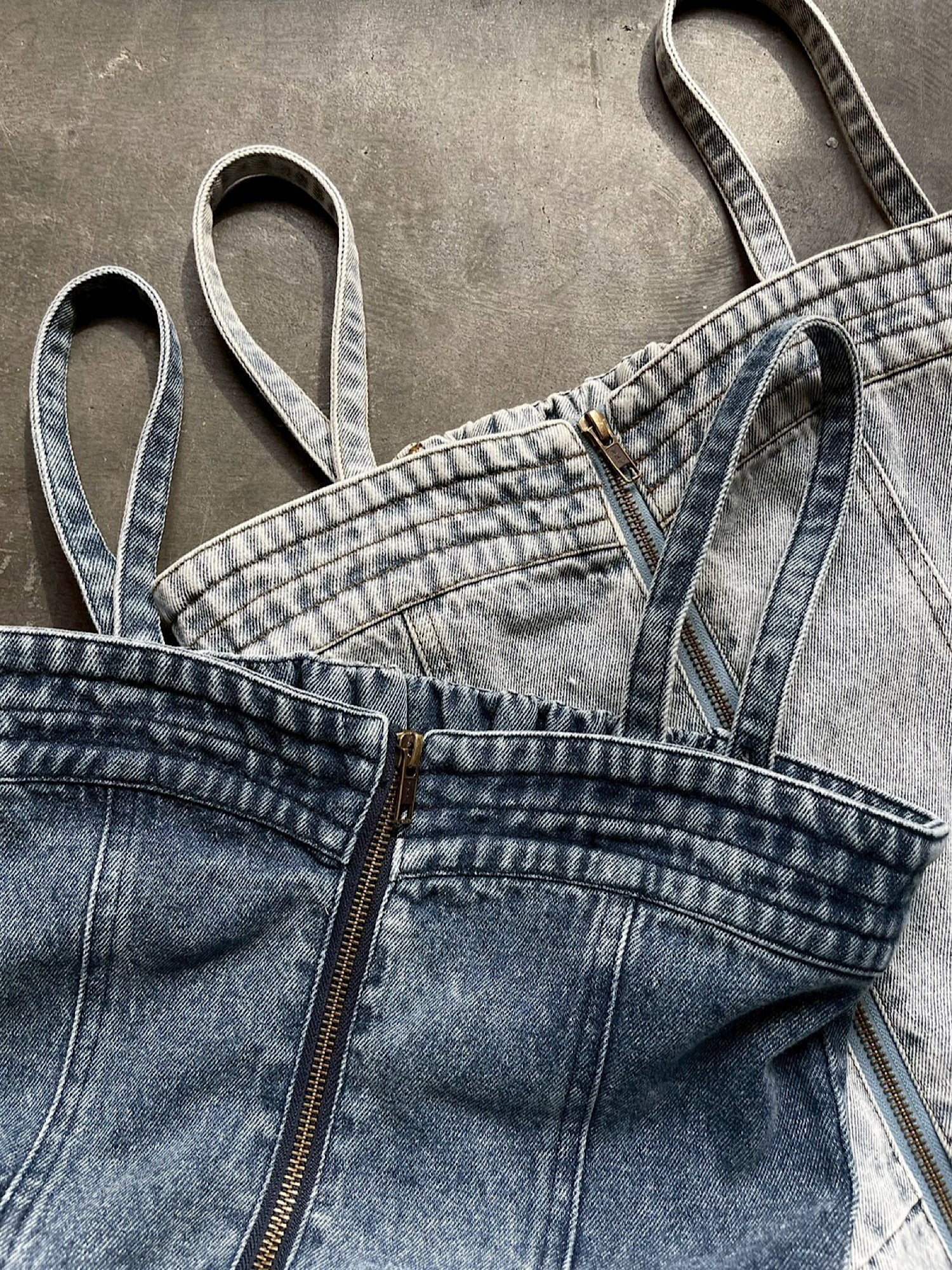 Belted denim all in one