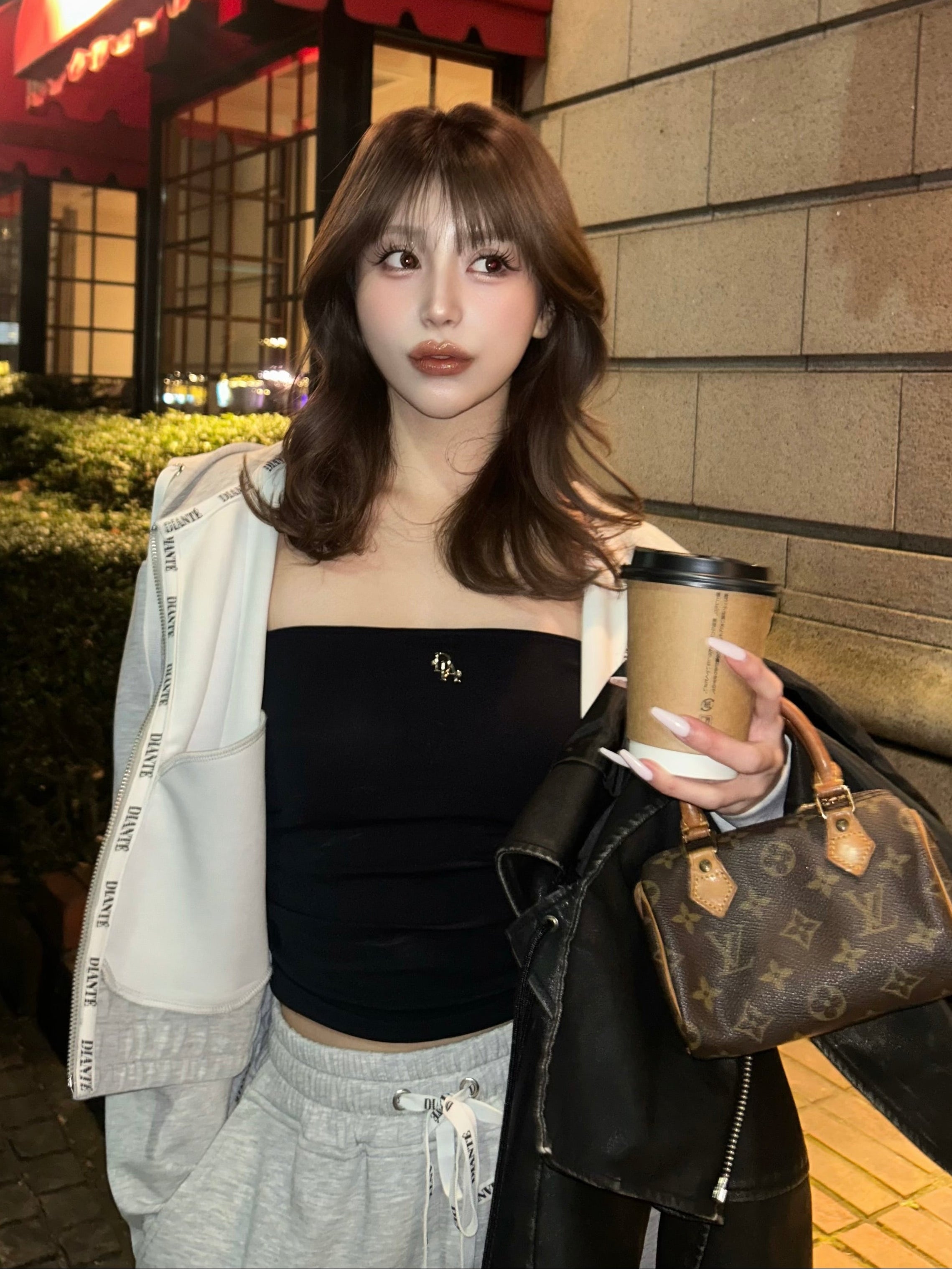 【予約】Logo tape zip up hoodie sweat(GRY 4月上旬〜中旬発送予定)