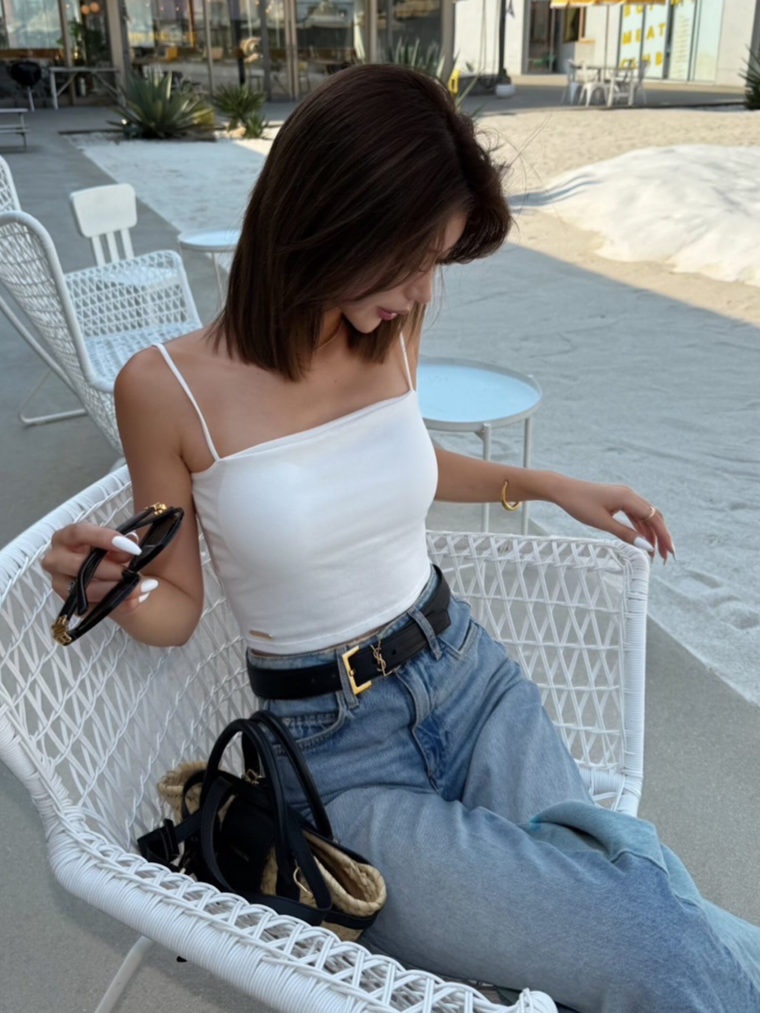 Cropped camisole with inner bra