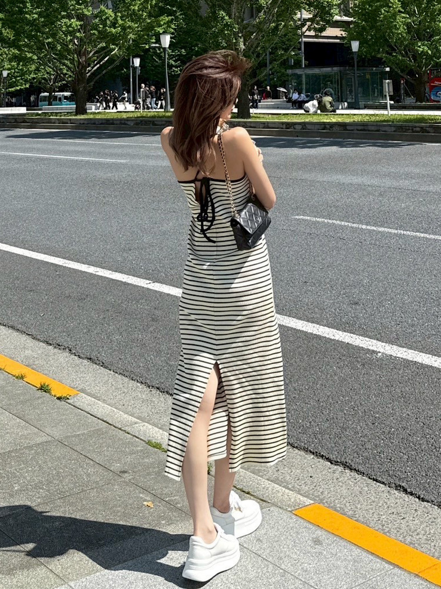 halter neck rib maxi dress with inner bra