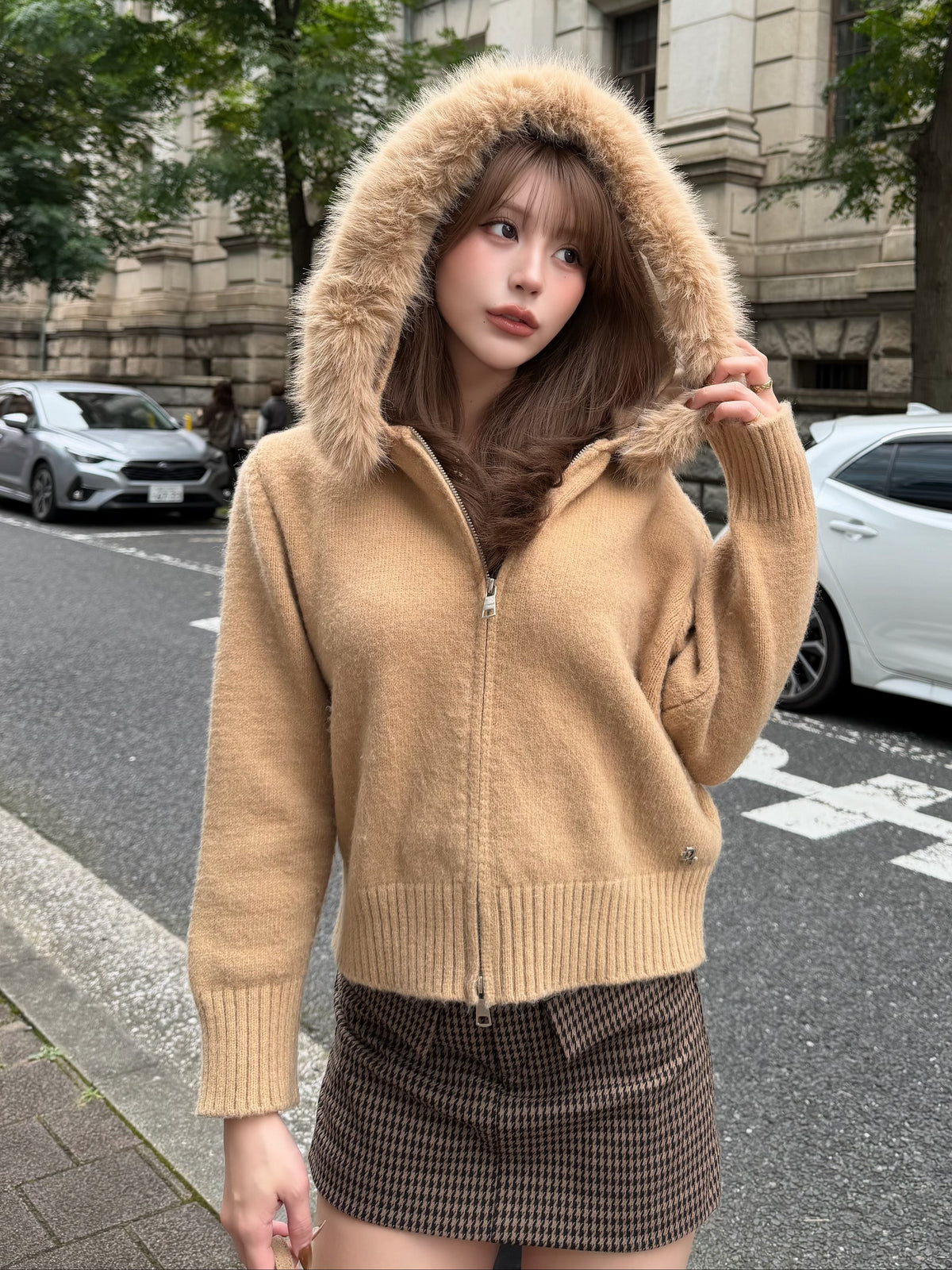 【予約】Volume fur ZIPUP knit hoodie(11月上旬発送予定)