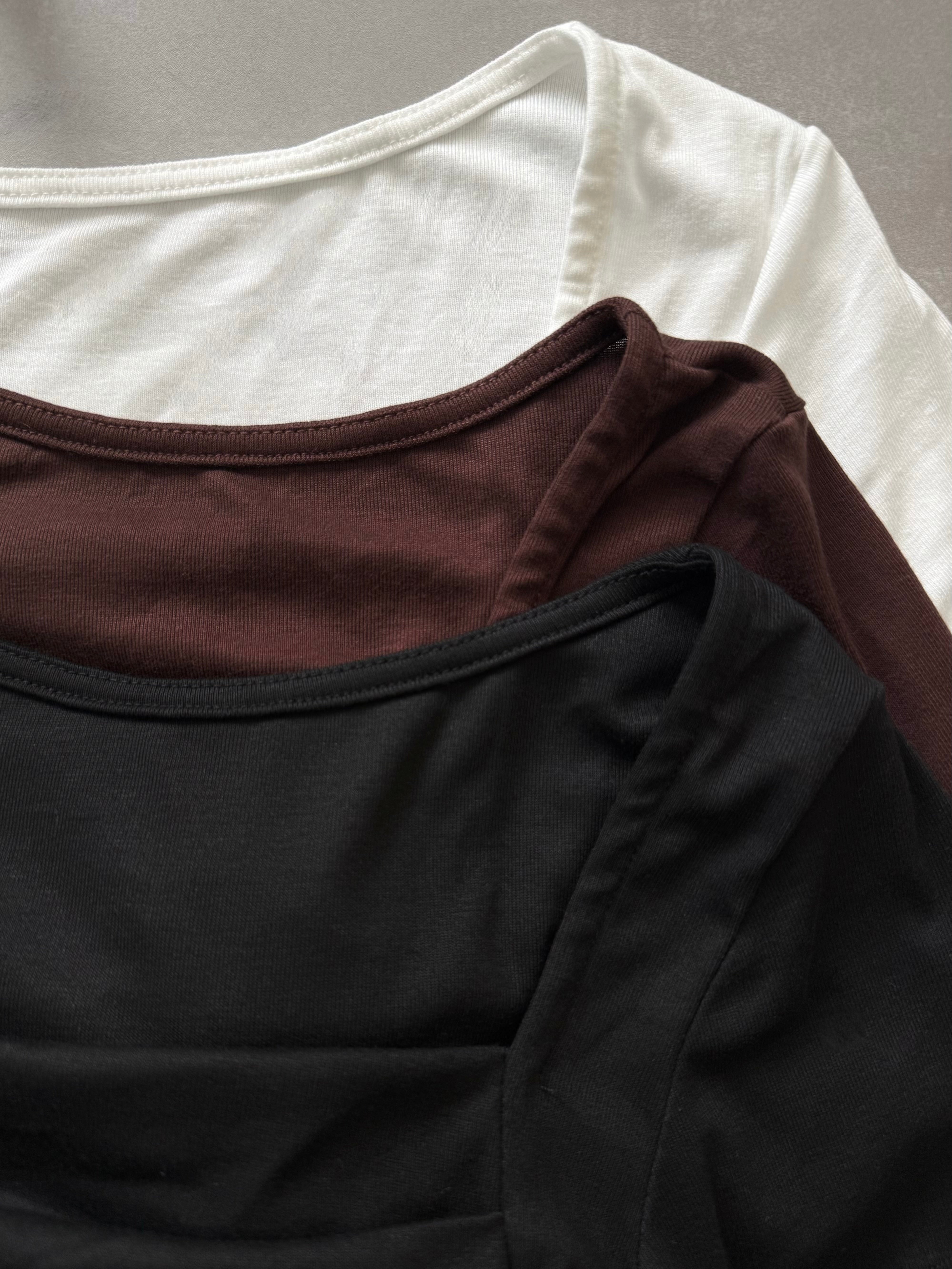 Square open gather short tops