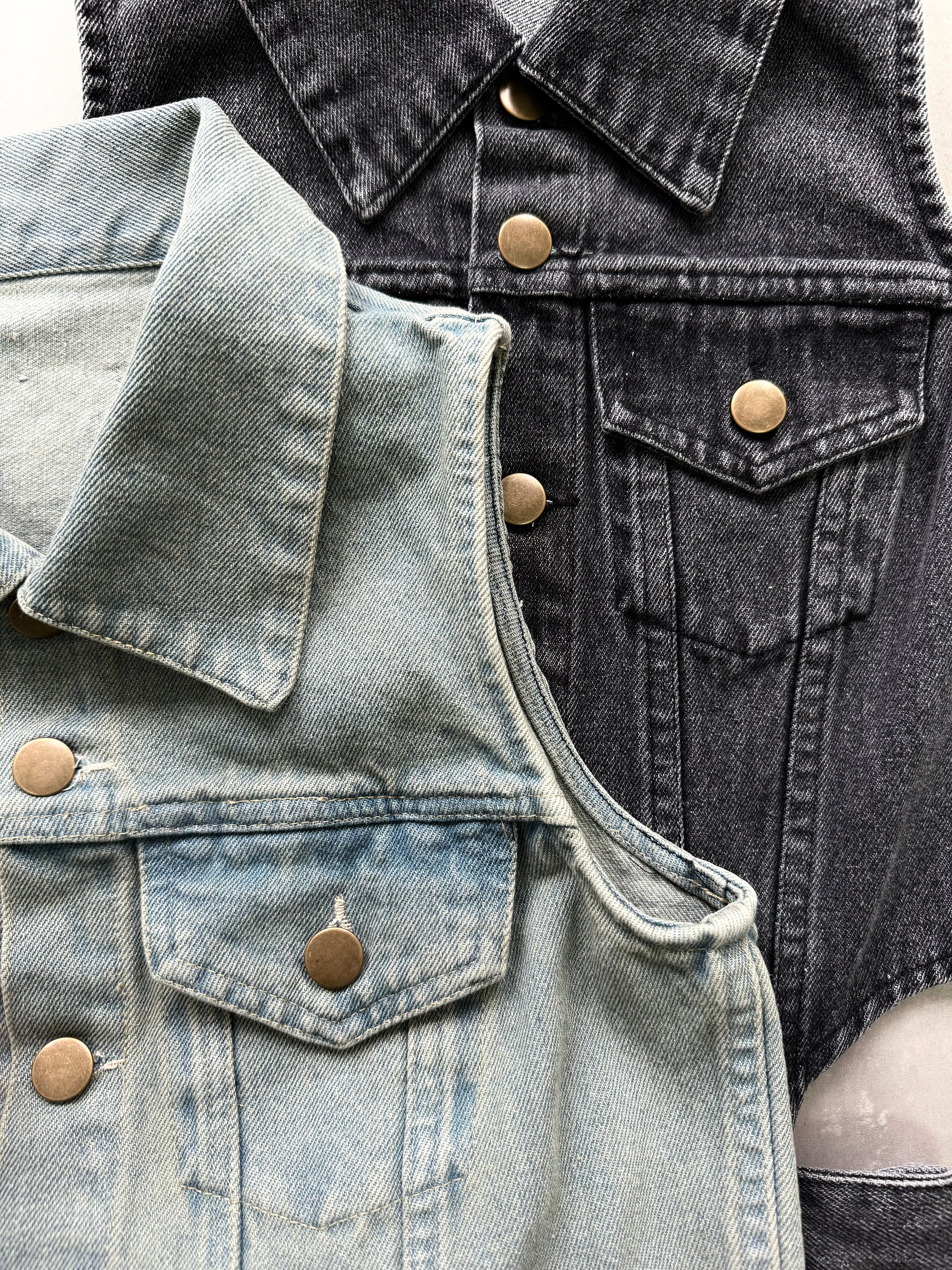 Side open denim all in one