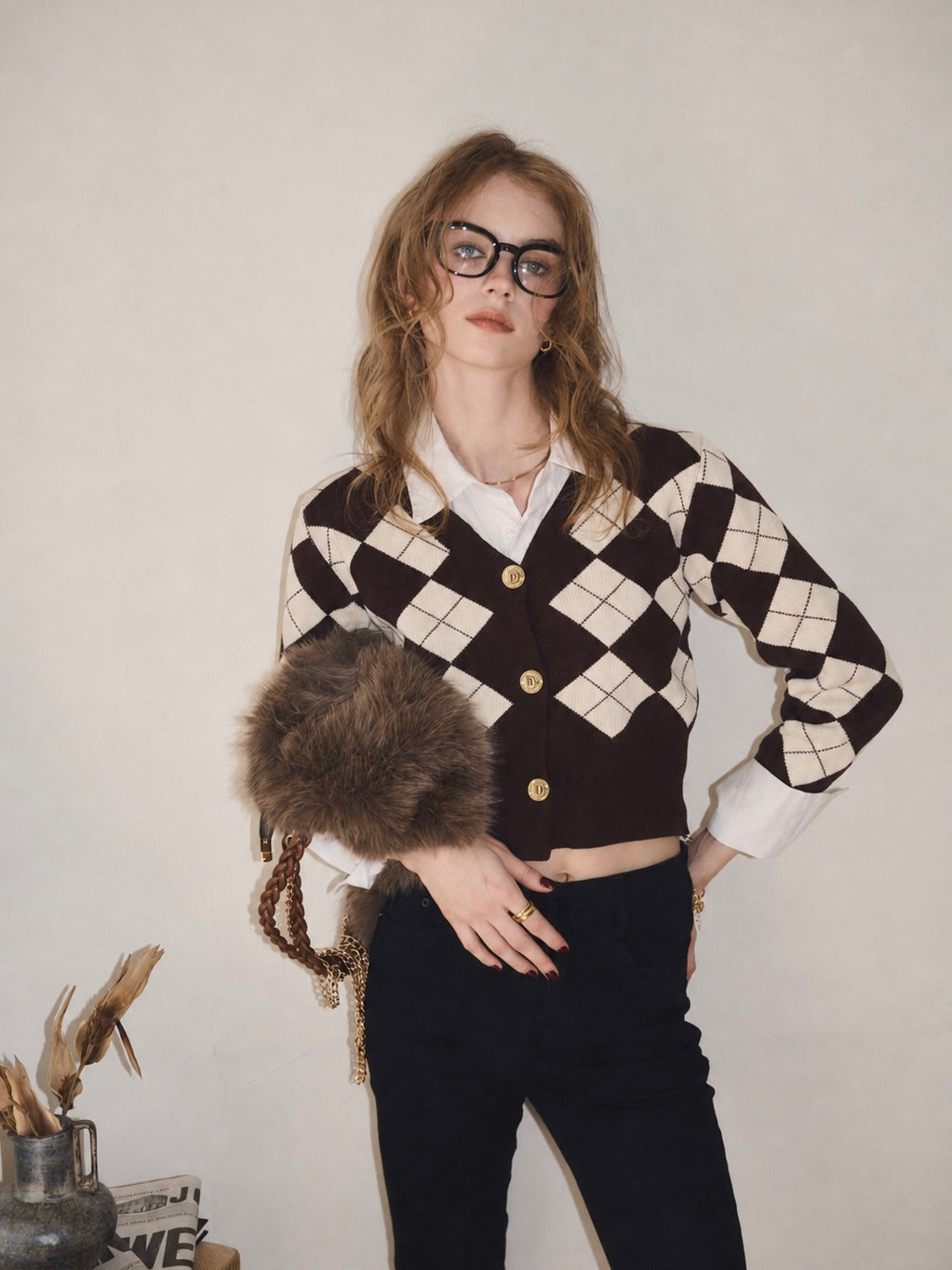 【予約】Argyle short cardigan(10月下旬発送予定)