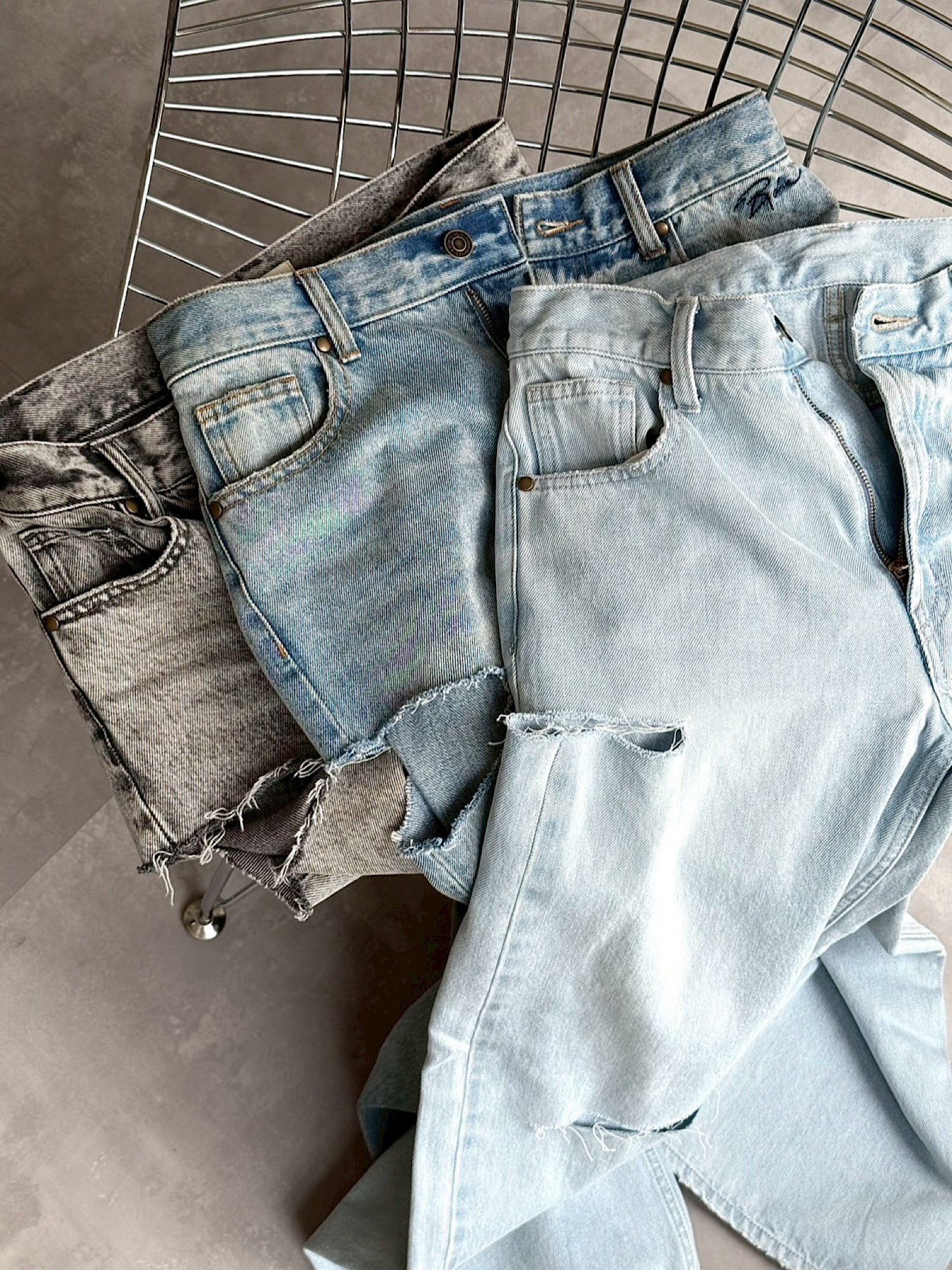 Embroidery damage denim