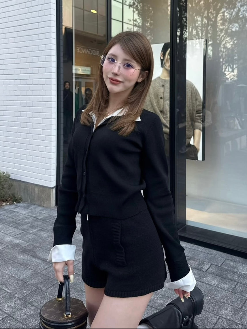 【予約】Shirts layered cardigan tops(SETUP着用可)(BLK 5月下旬発送予定)