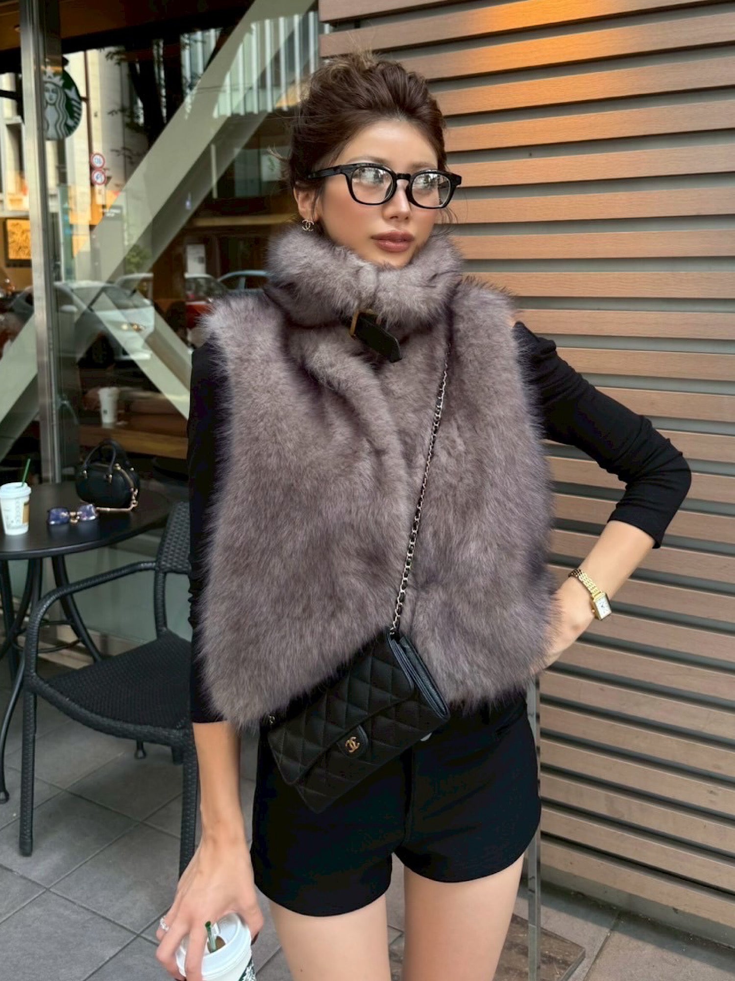 【予約】Premium eco fur belted vest(11月上旬〜中旬発送予定)