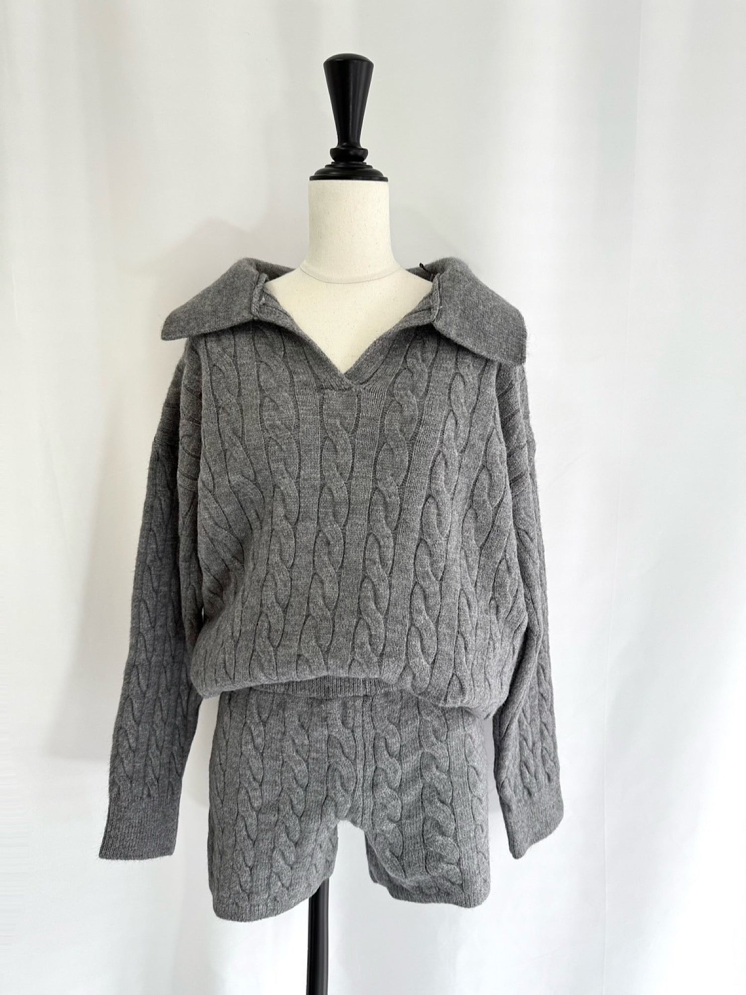 【予約】Cable skipper knit✕Knit shorts SET UP(1月下旬〜2月上旬発送予定)