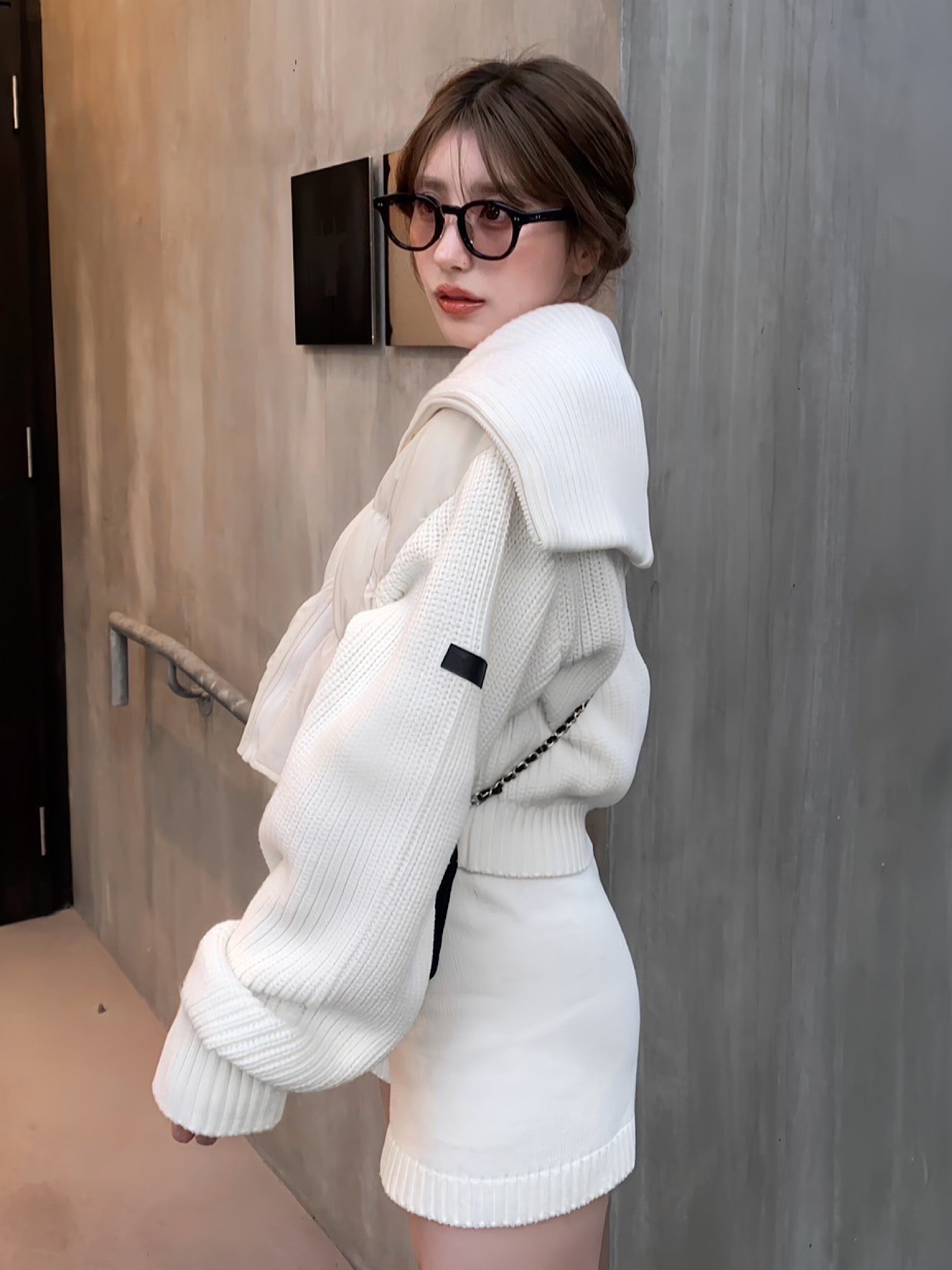 BIG COLOR KNIT DOCKING PUFFY BLOUSON - ジャンパー・ブルゾン