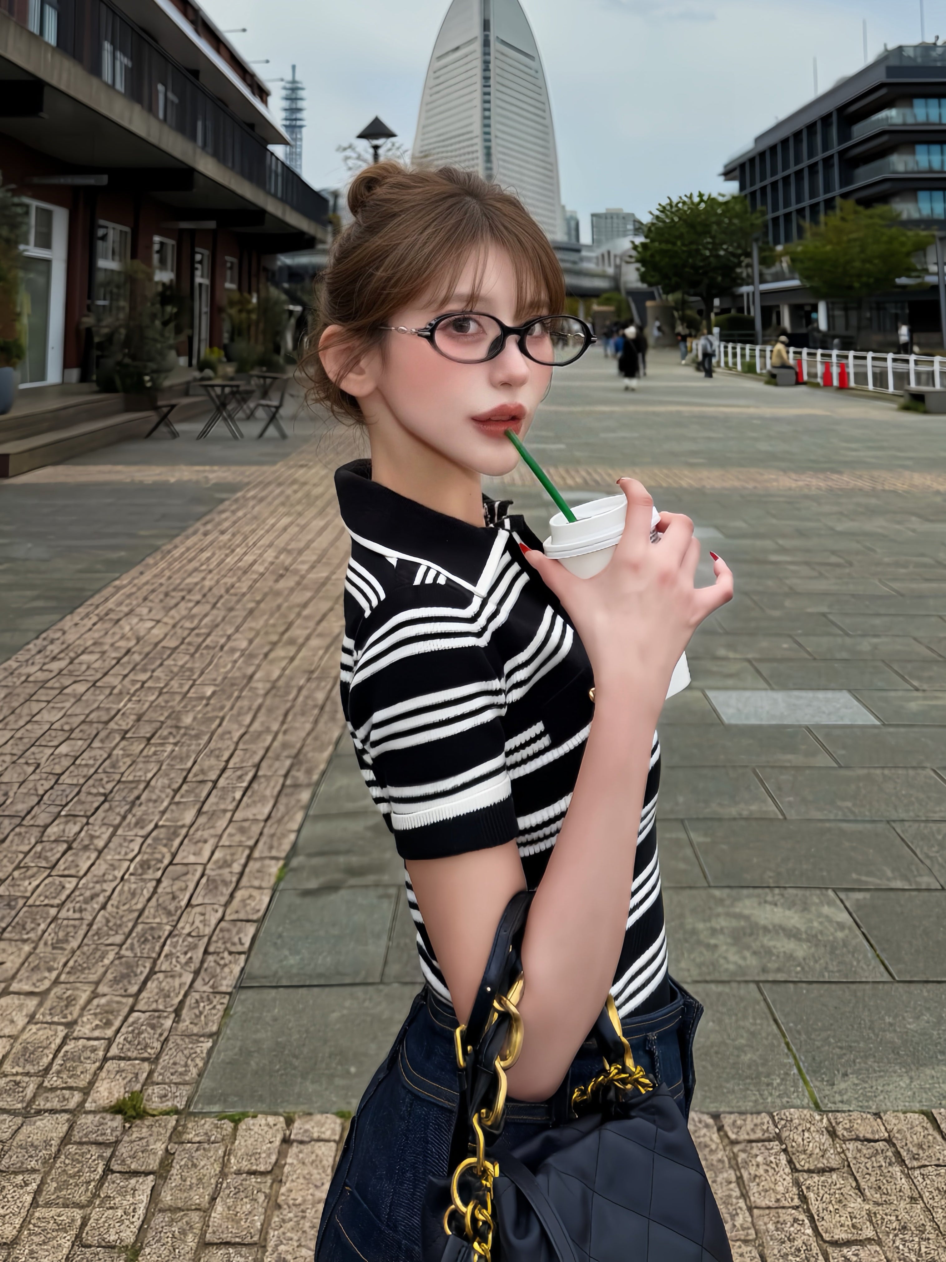 【予約】Big collar half sleeve rib knit(6月下旬発送予定)