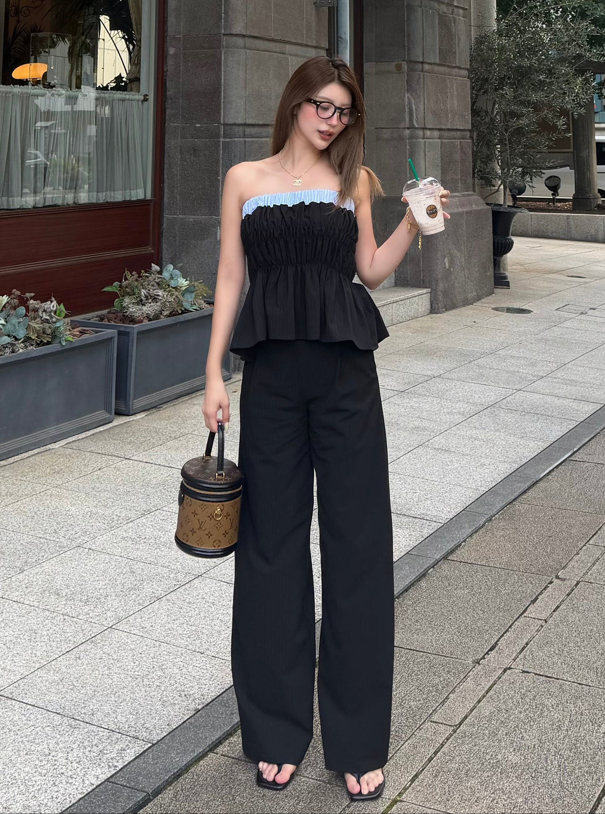 【予約】Layered peplum bare top(SETUP着用可)(BEG 9月下旬発送予定)