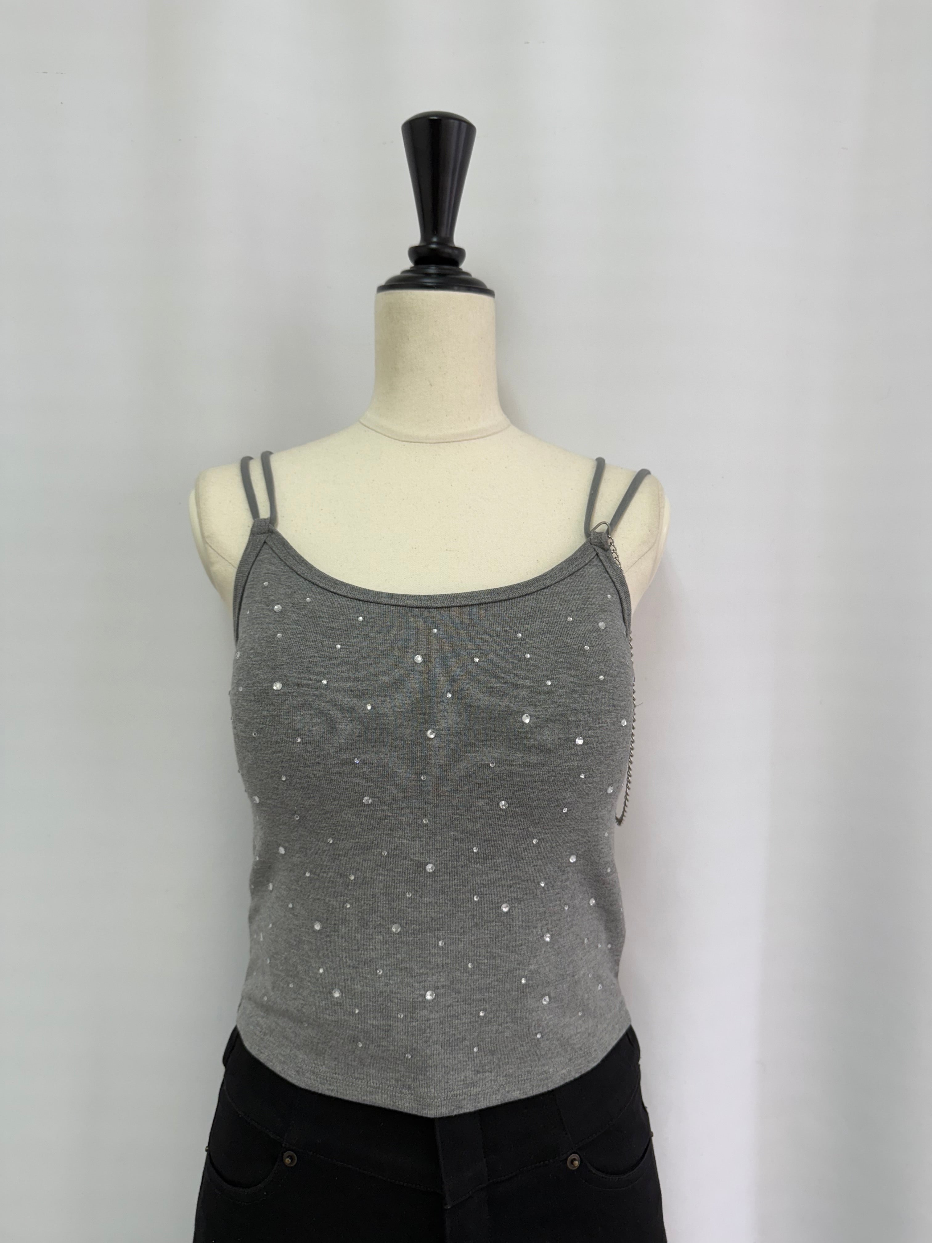 Rhinestone dot camisole with inner bra