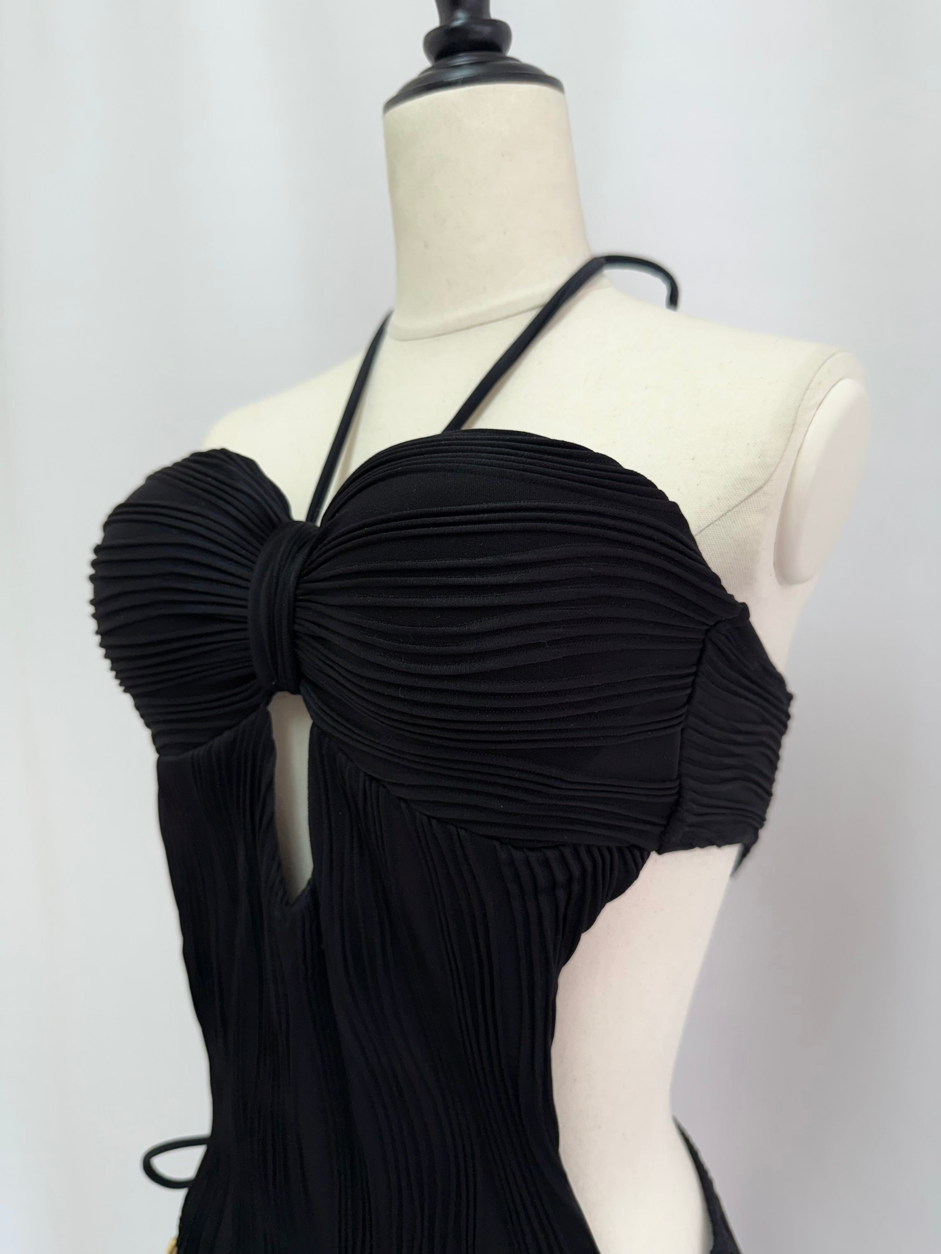 Random pleats swim one-piece