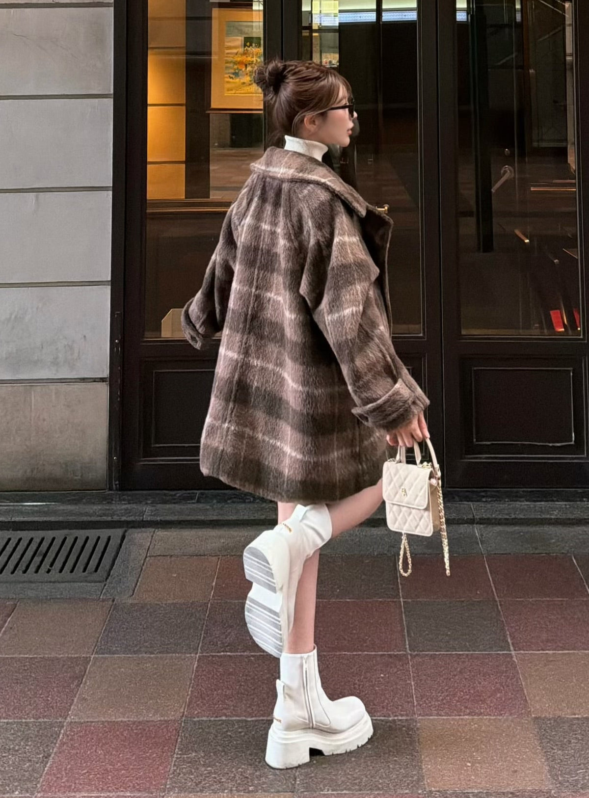 【予約】Shaggy check loose double jacket(SETUP着用可)(BEG 11月上旬発送予定)