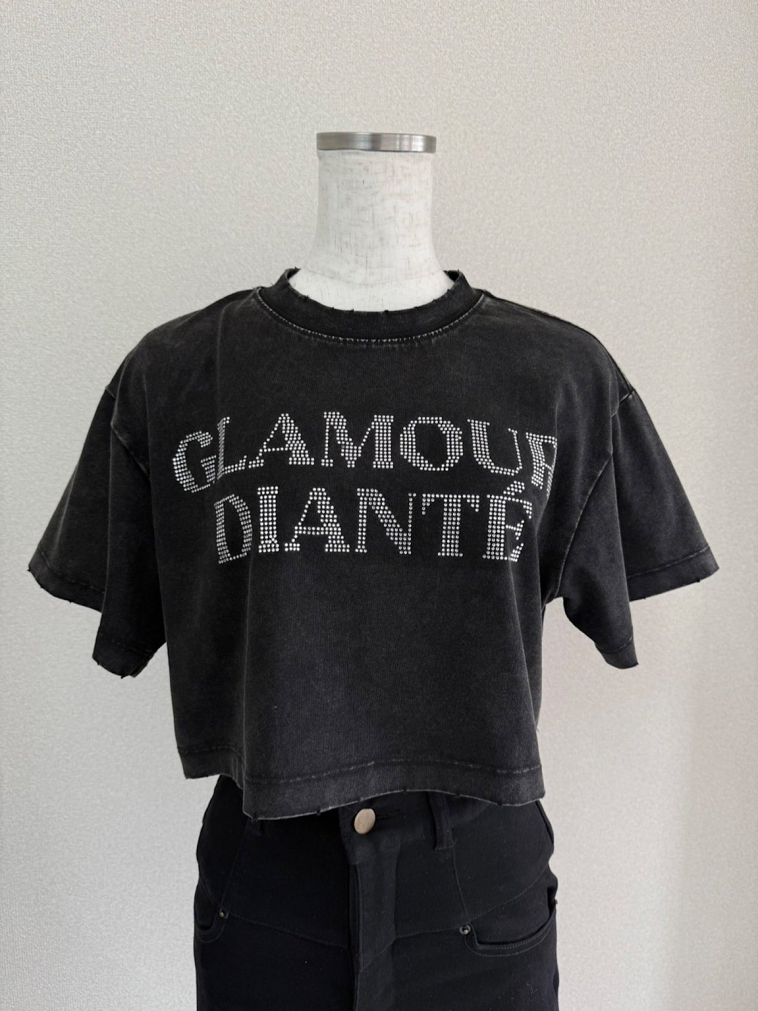 DIANTE ラインストーンピグメントT ブラック Rhinestone pigment tee | DIANTÉ (ディアンテ)公式通販サイト