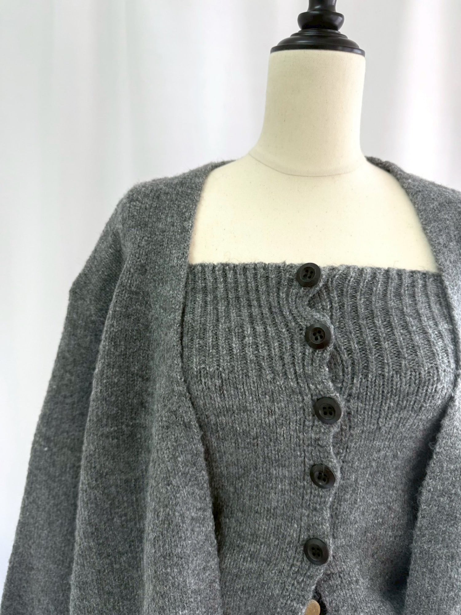 トップス DIANTE FRONTBUTTON BARETOP KNIT CARDIGAN Front button baretop×Knit cardigan SET | DIANTÉ (ディアンテ