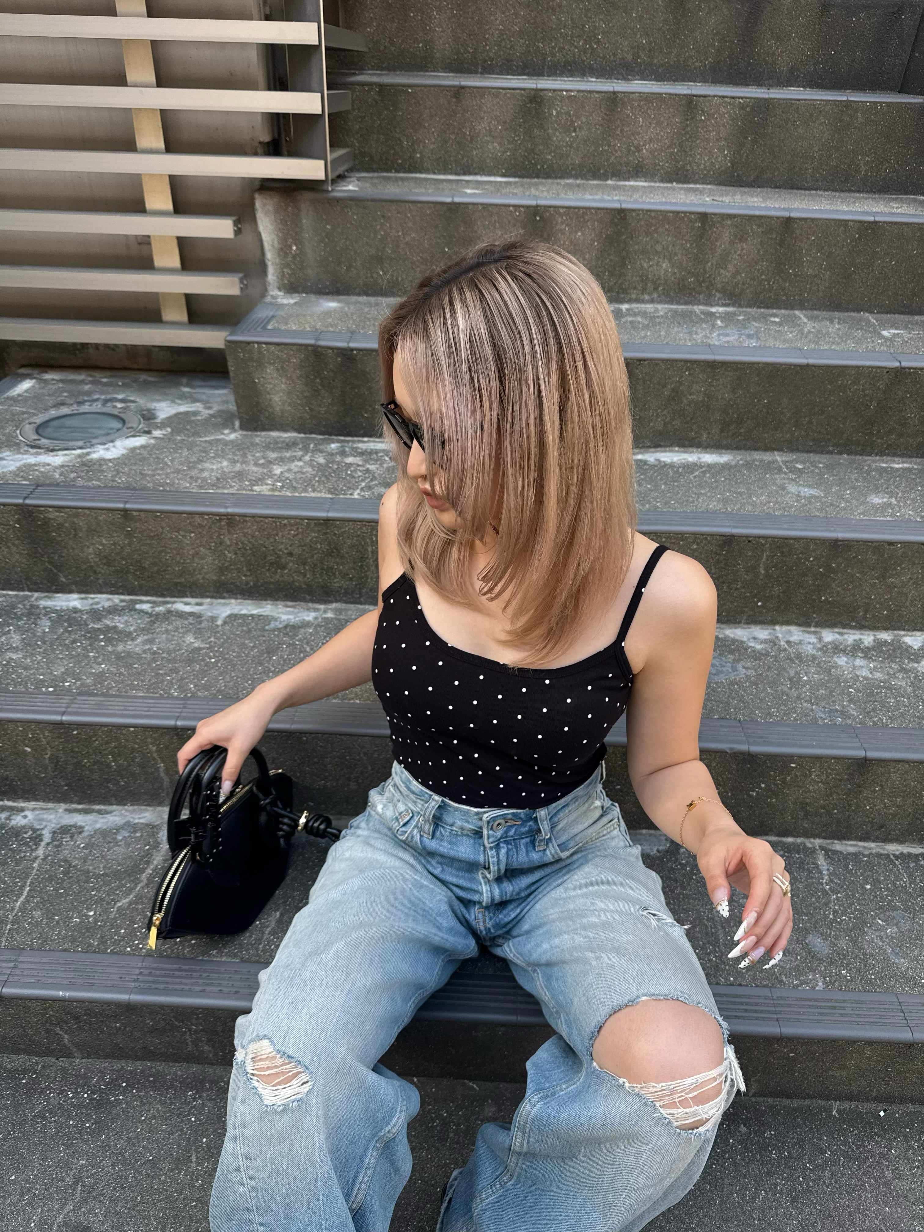 【予約】Dot pattern camisole with inner bra(5月上旬〜中旬発送予定)