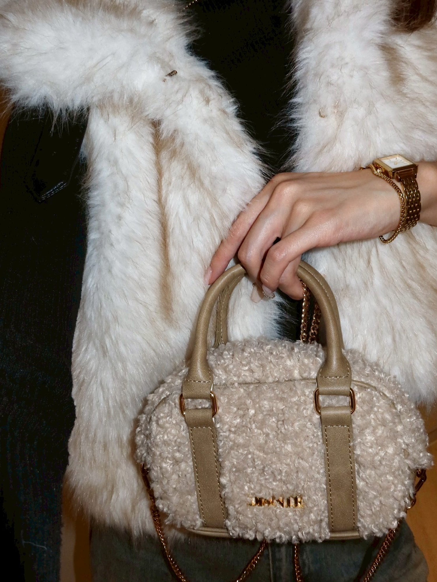 Gold chain logo mini bag