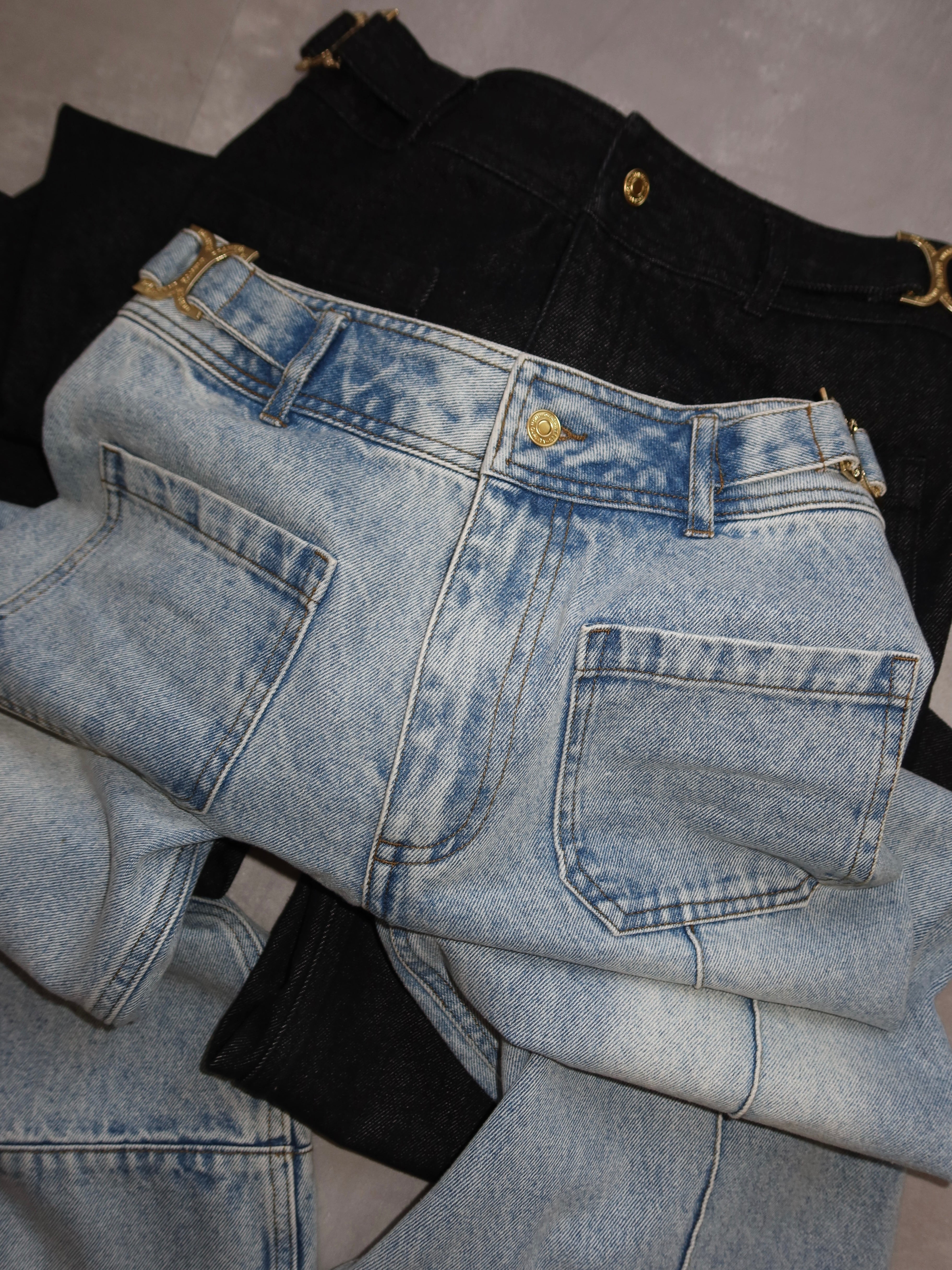 Waist design loose denim