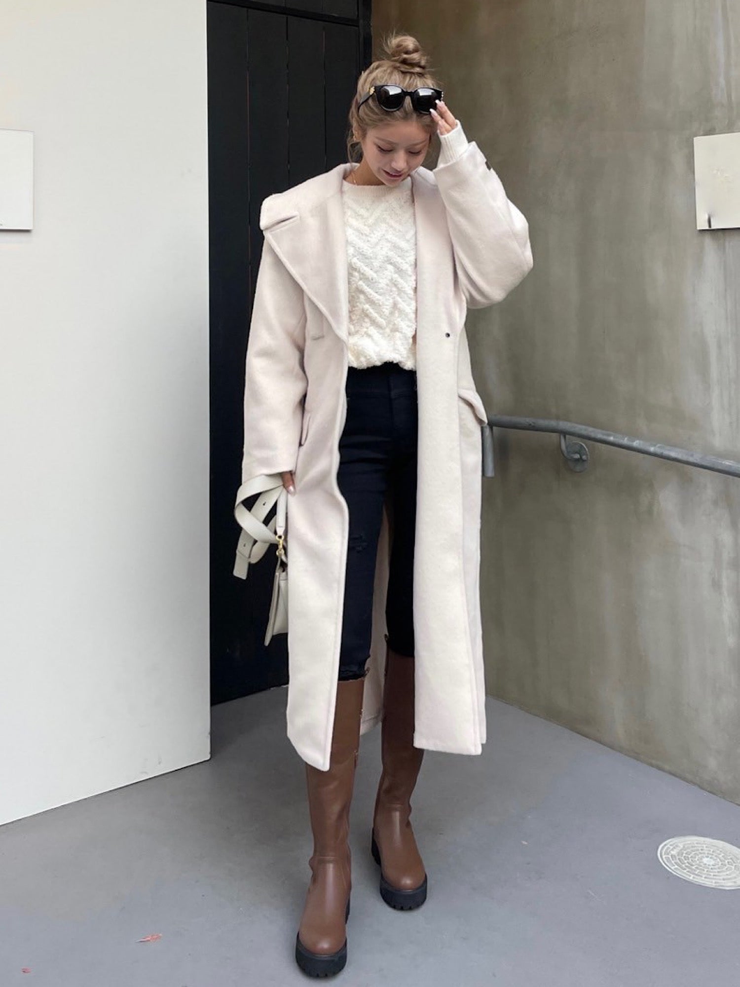 Design pocket wool maxi coat