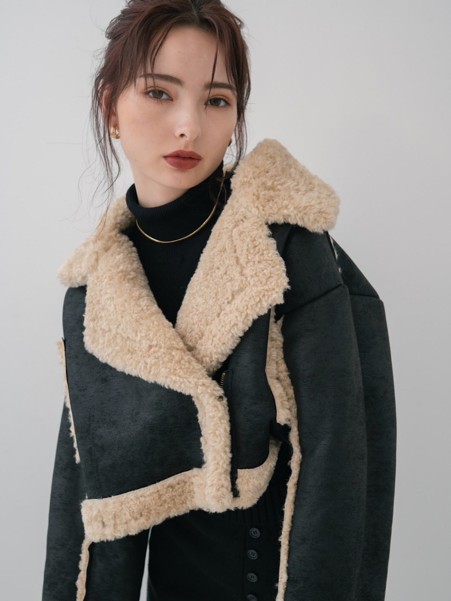 Cropped boa mouton jacket