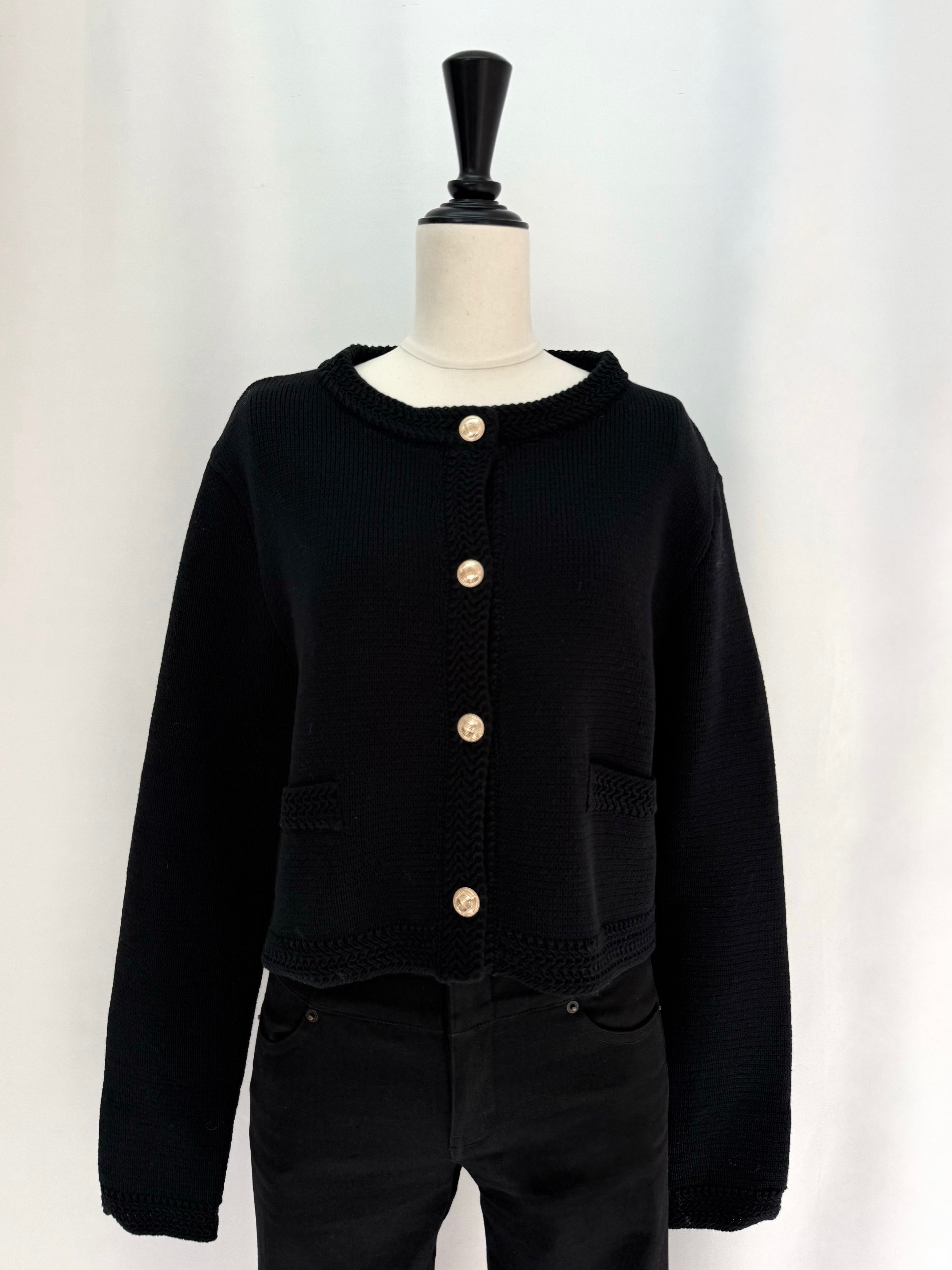 Gold button bulky knit cardigan