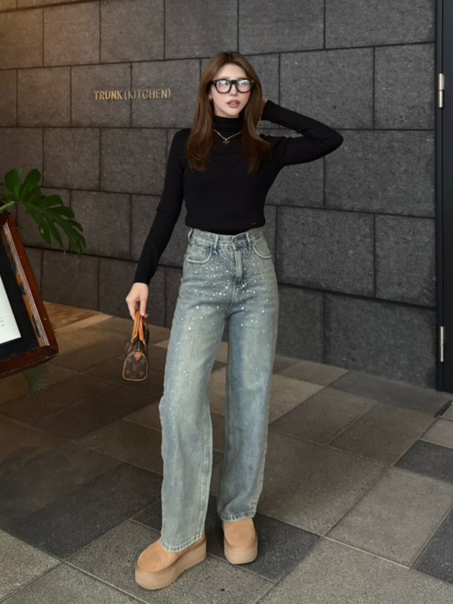 Gradation bijou loose denim