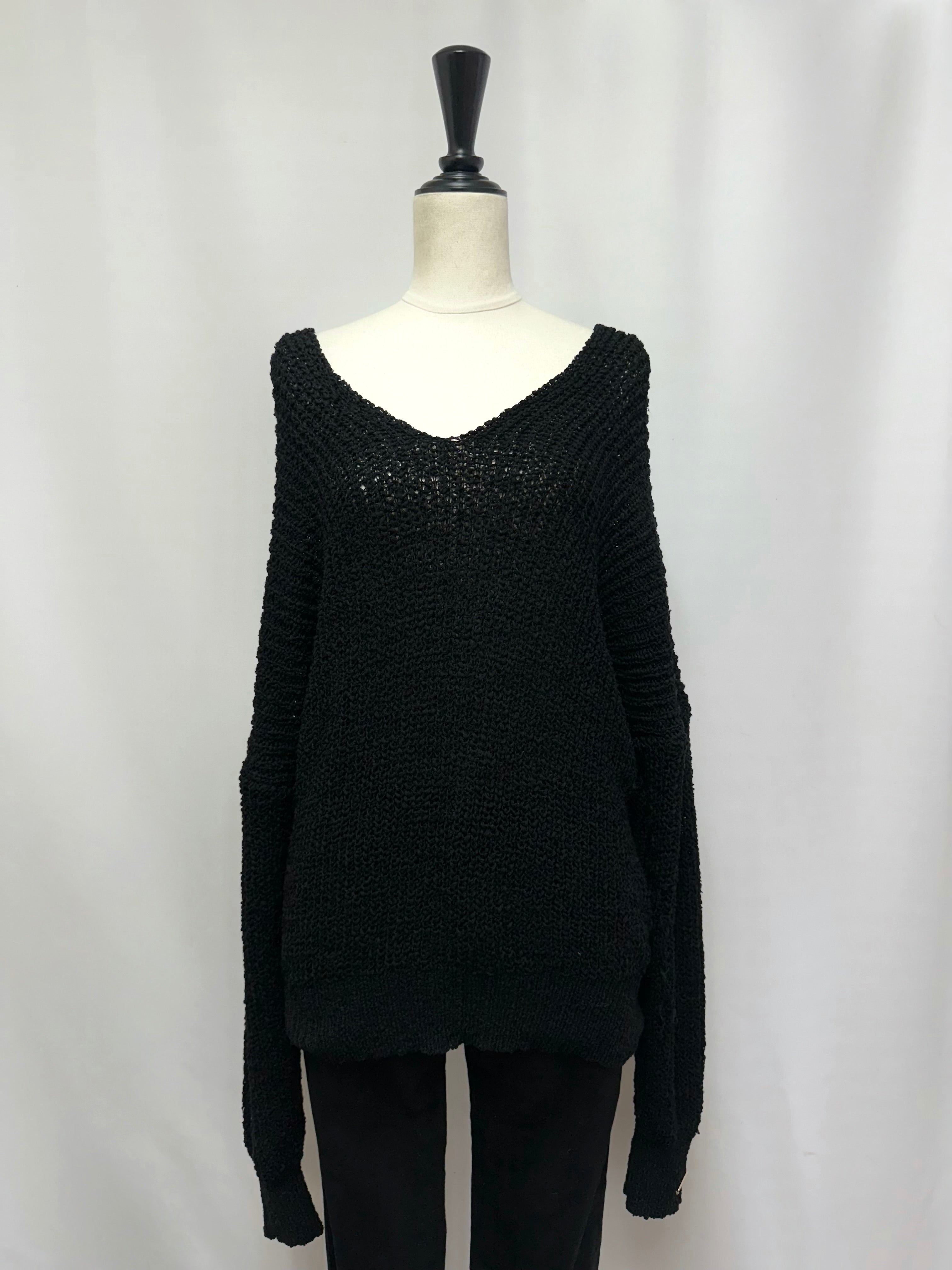 Slub yarn Vneck knit