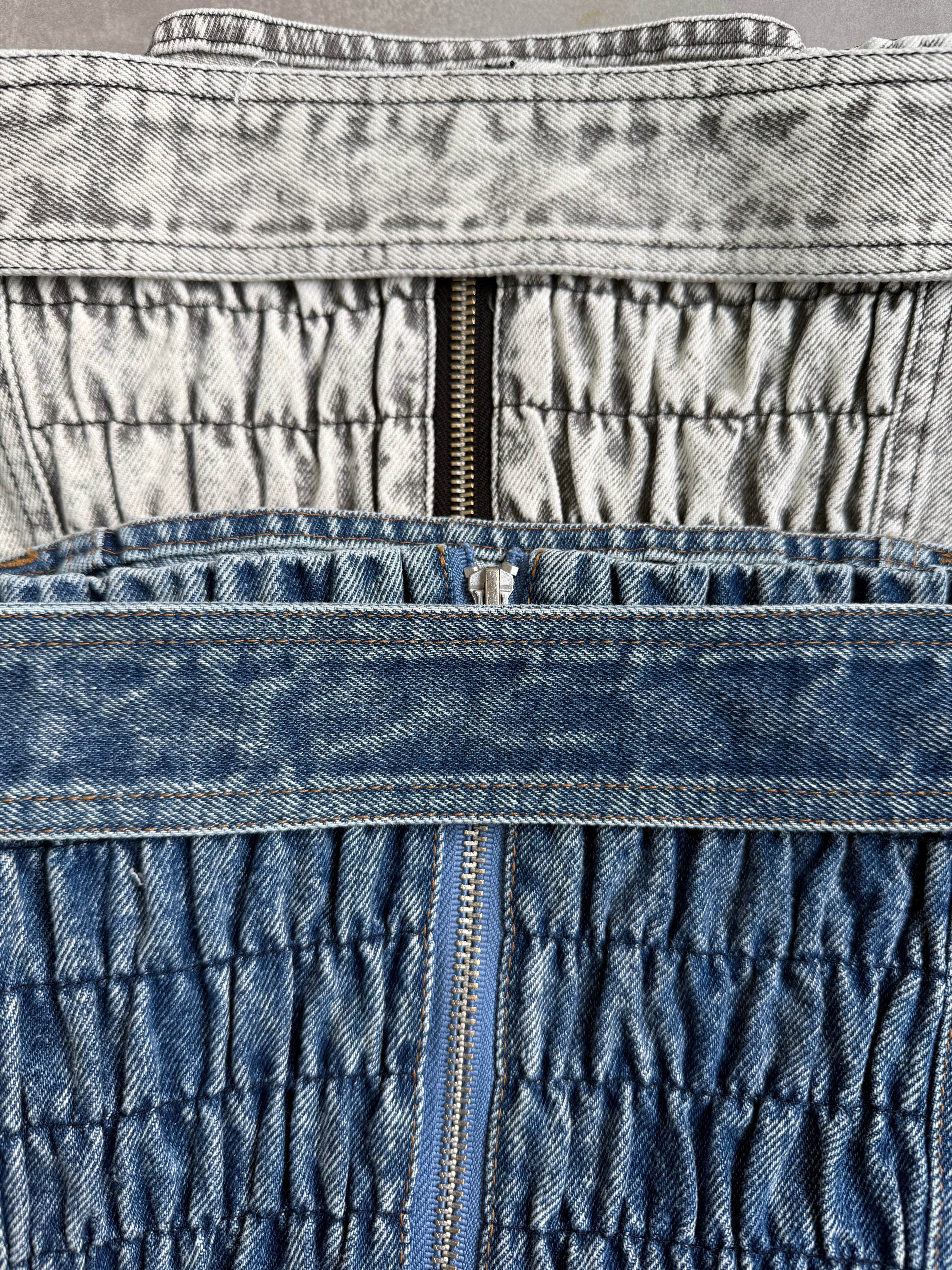 Fade denim belted mini dress