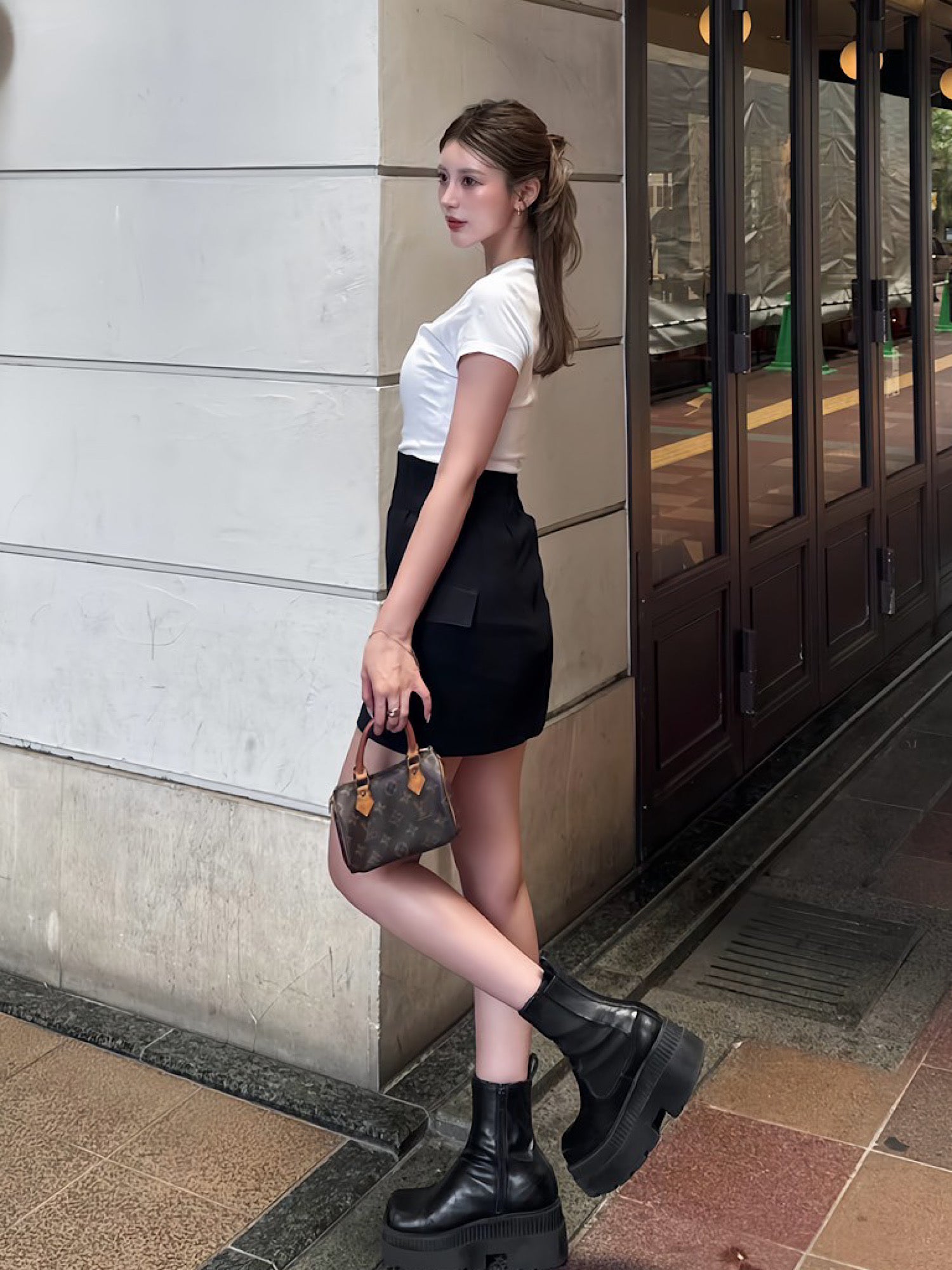 Ponch high waist mini skirt