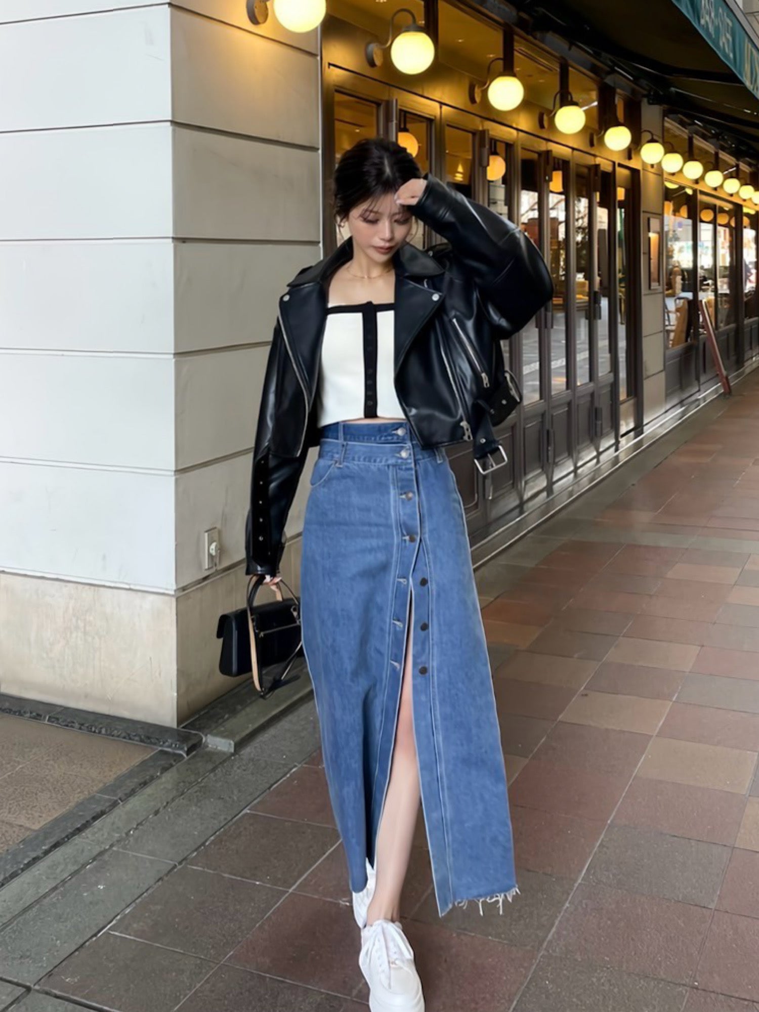 【予約】Layered slit denim skirt(5月下旬〜6月上旬発送予定)