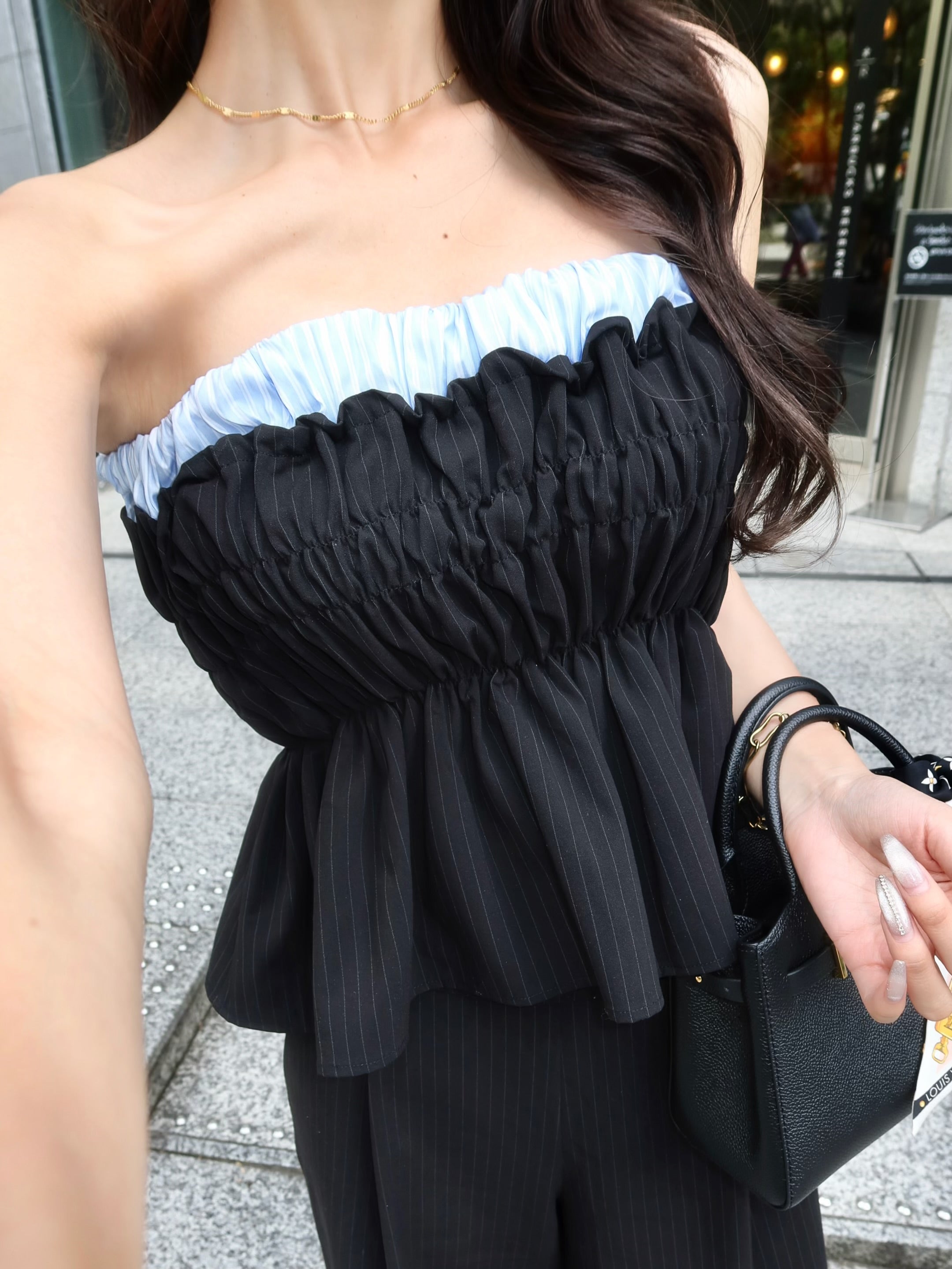 【予約】Layered peplum bare top(SETUP着用可)(BEG 9月下旬発送予定)
