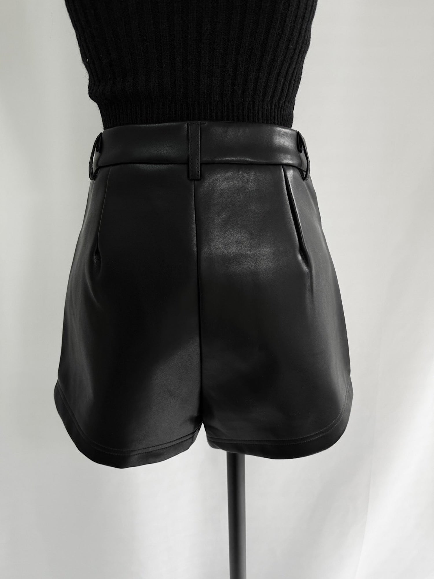 Eco leather minimal shorts