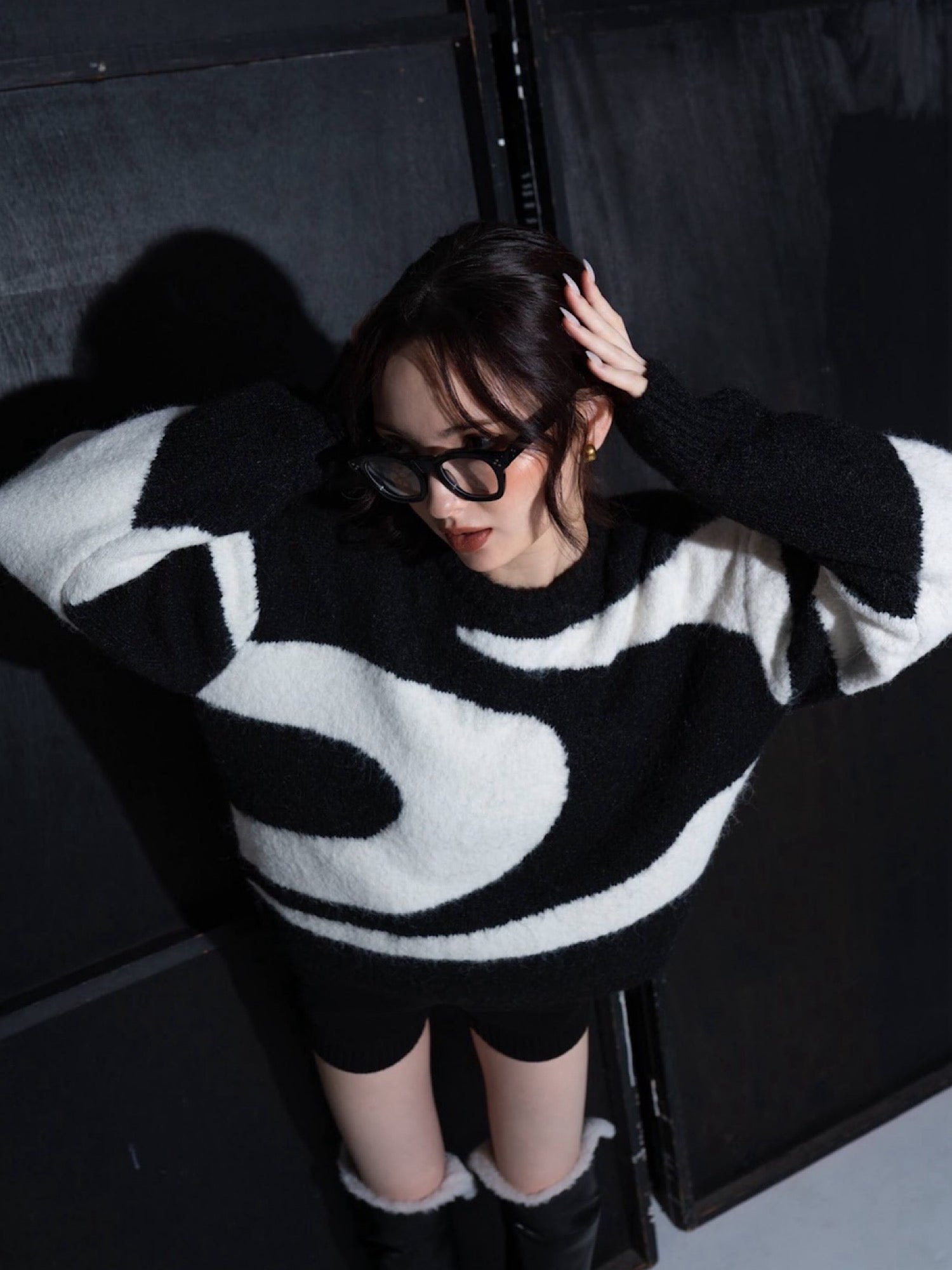 【予約】Hidden logo loose knit(BLK 12月下旬〜1月上旬発送予定)