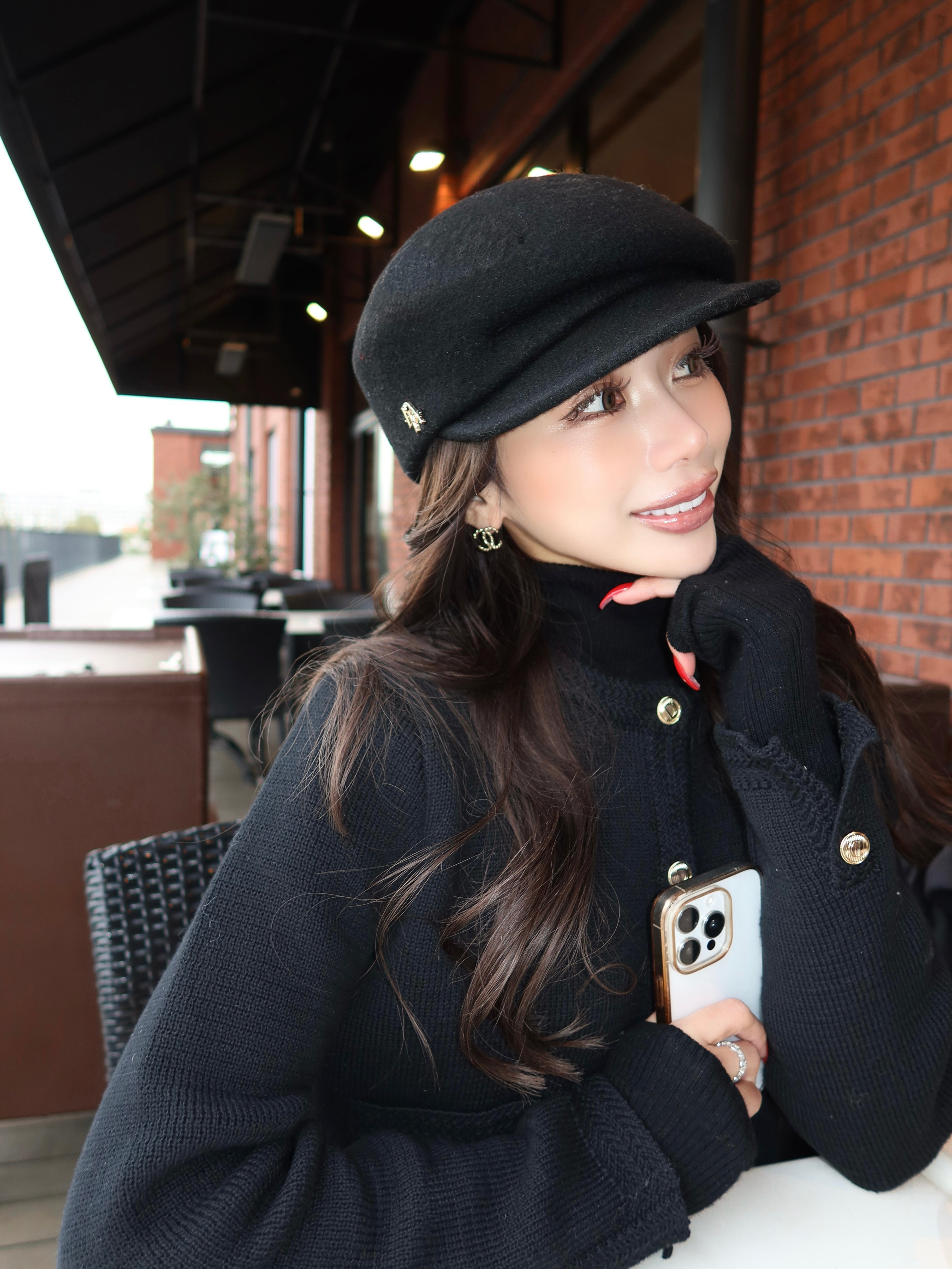 Gold button bulky knit cardigan