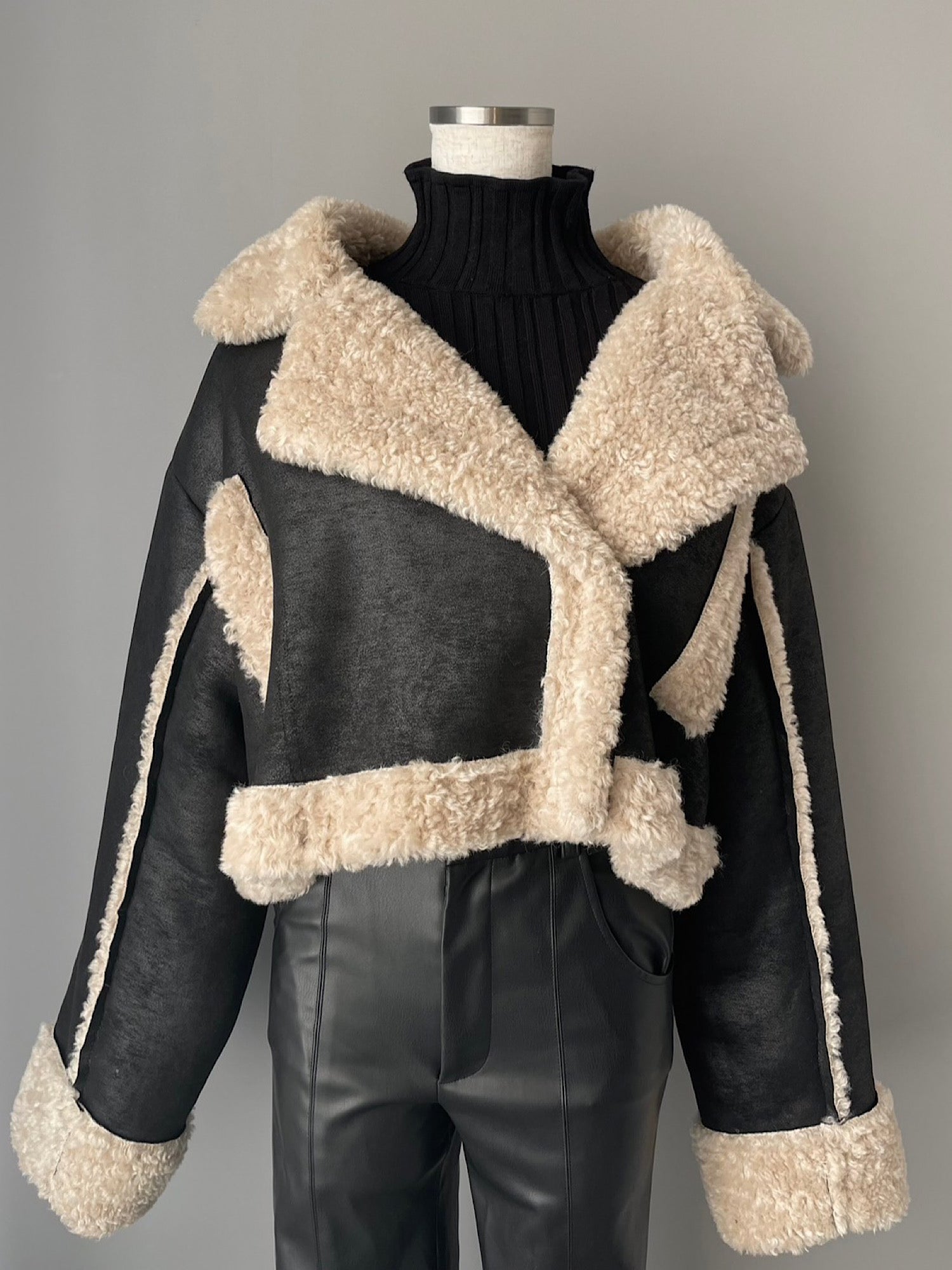 Cropped boa mouton jacket