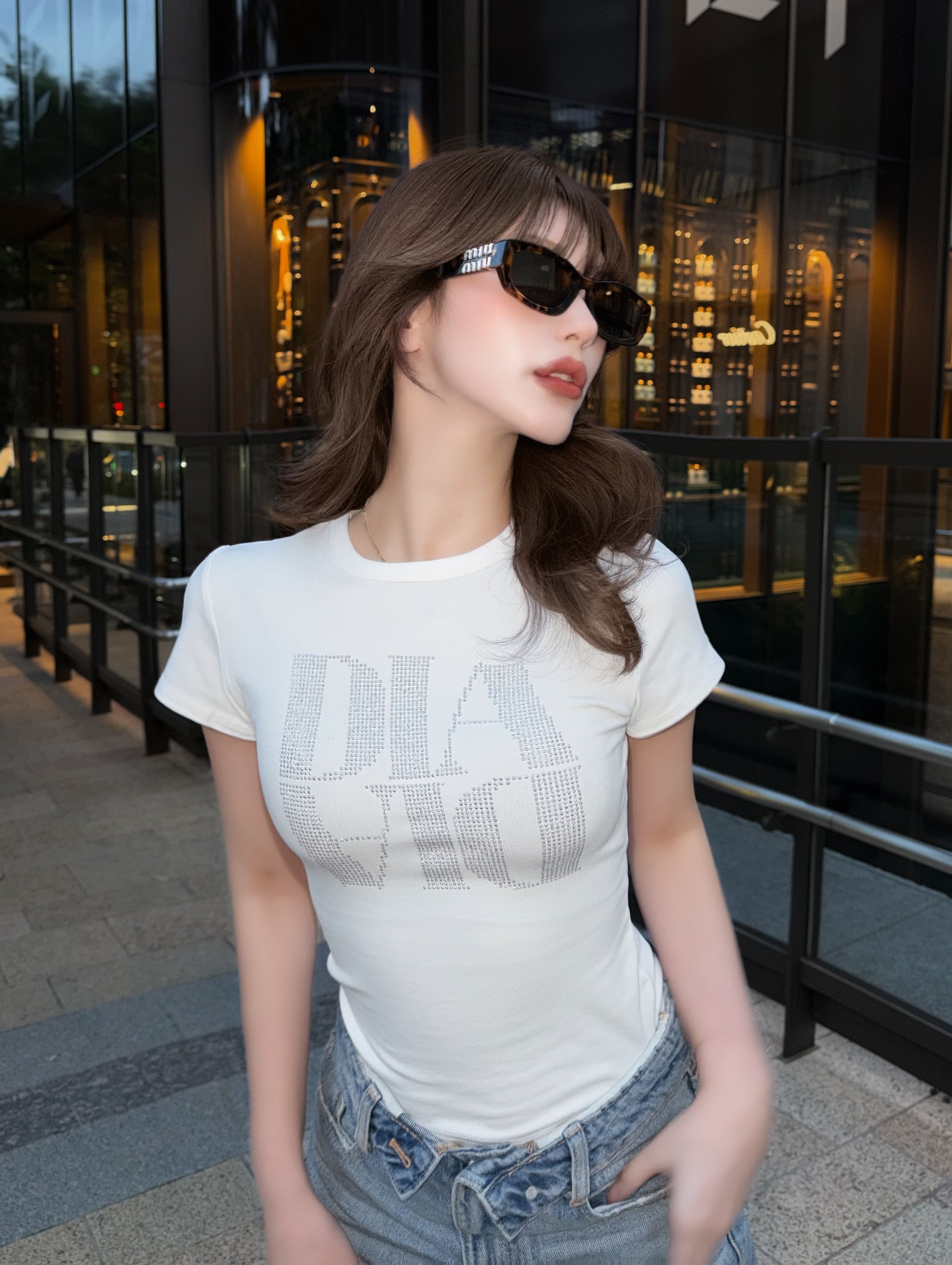 Rhinestone message mini Tee