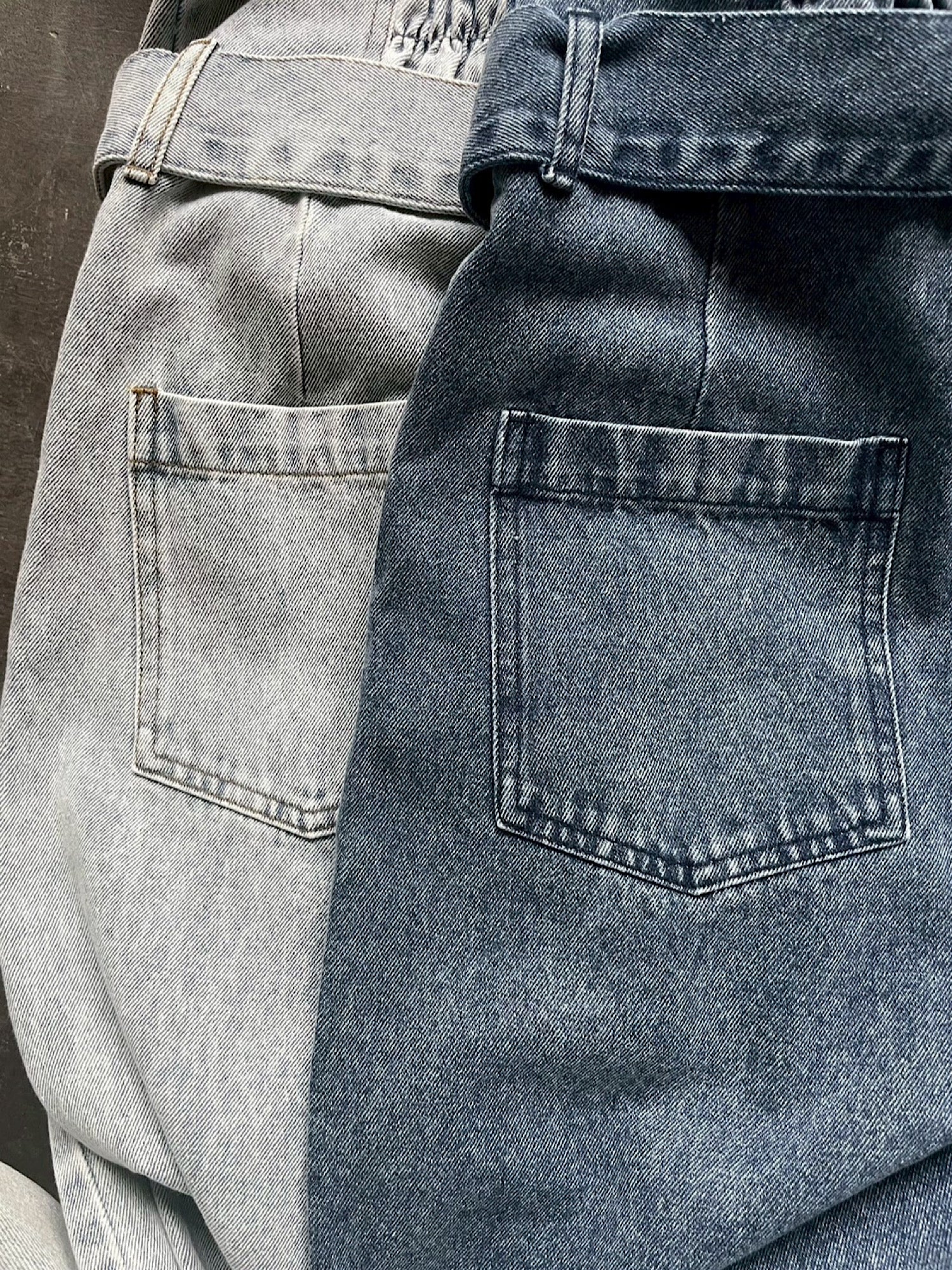 Belted denim all in one