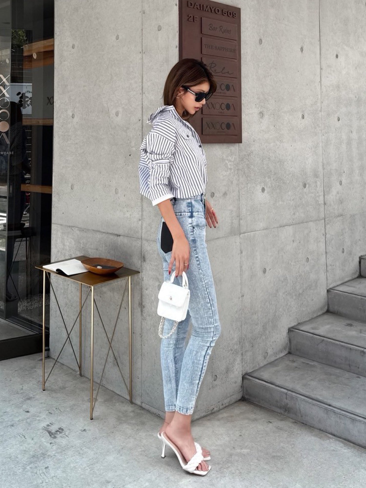 High waist skinny denim